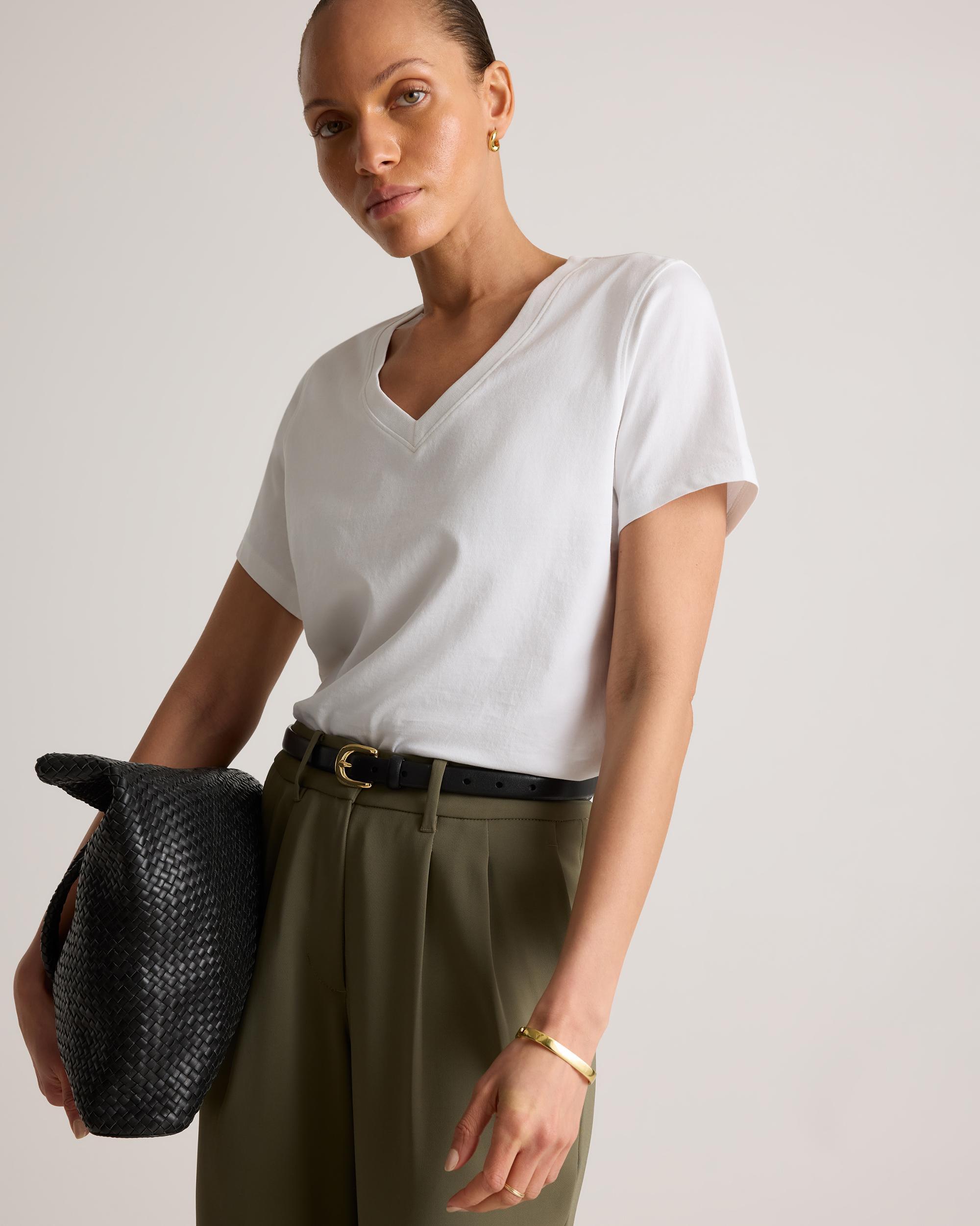 Quince | Women's Boxy V-Neck T-Shirt Size XL, Organic Cotton Product Image