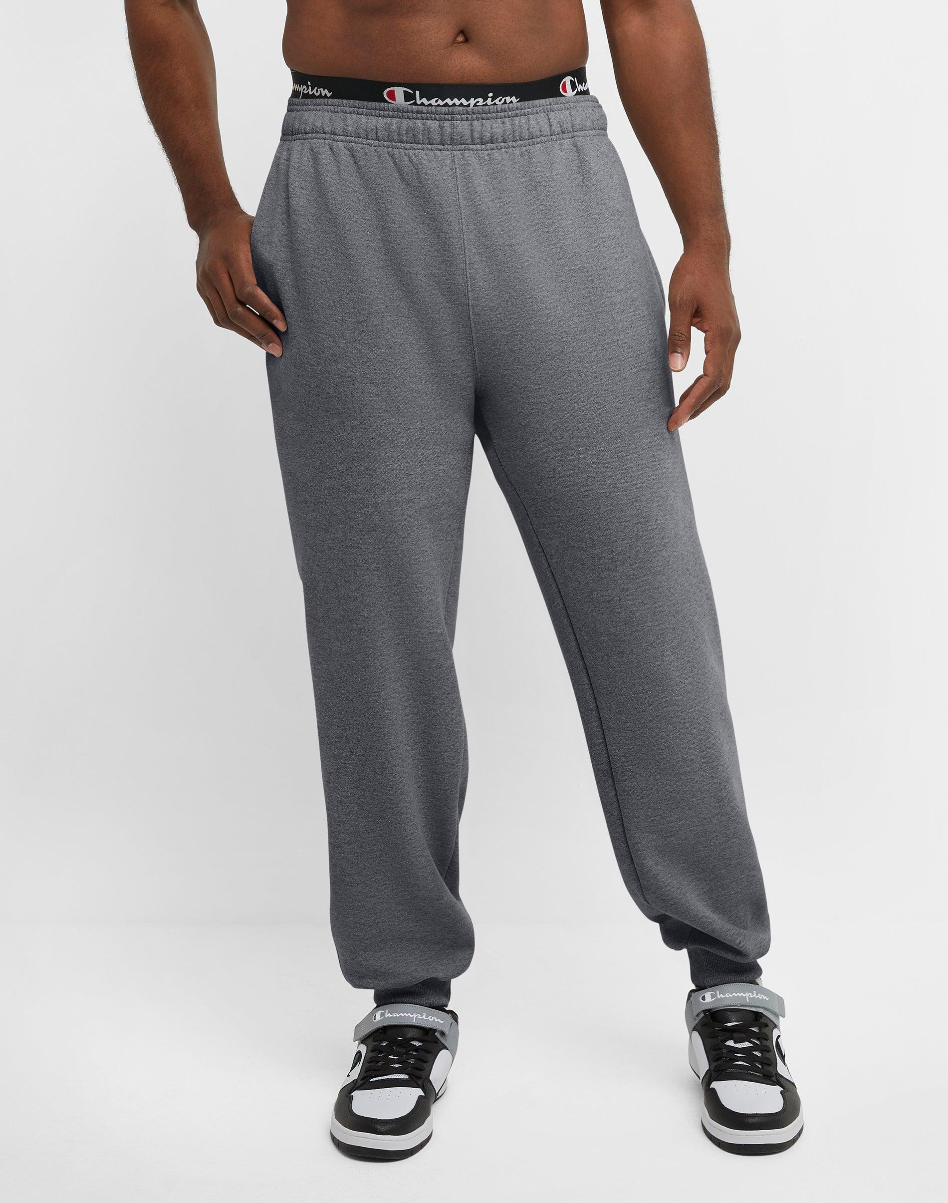 Mens Champion Powerblend Joggers, C Logo (Big & Tall) Oxford Grey 3XB Product Image