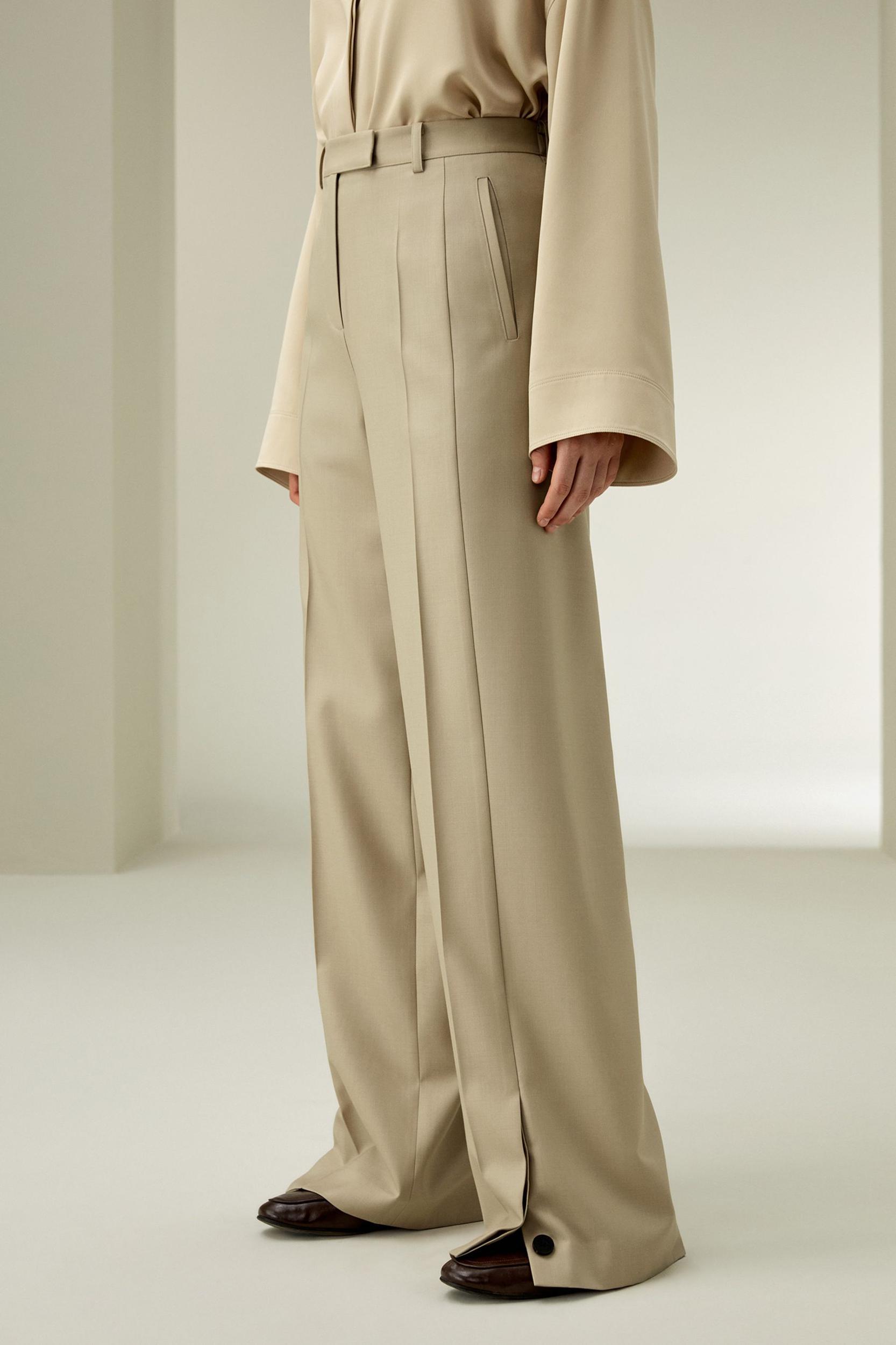 Wool Silk Blend Straight Pants Product Image