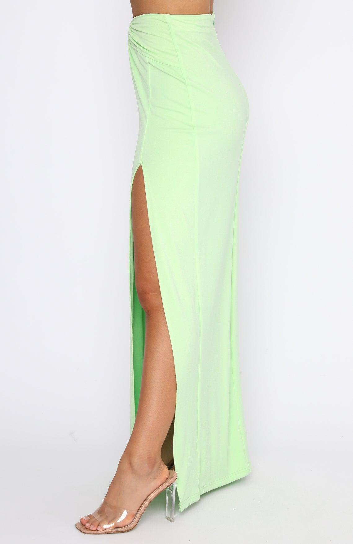 Read My Mind Maxi Skirt Lime Product Image