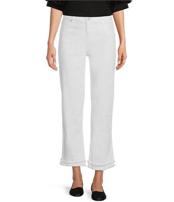 Code Bleu High-Rise Straight-Leg Double Frayed Hem Ankle Jeans Product Image