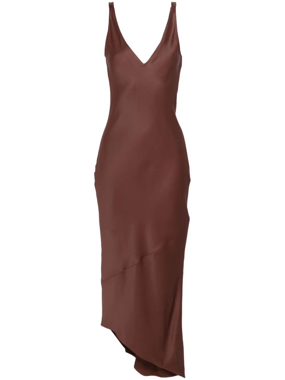 JW ANDERSON V Neck Sleeveless Midi Dress Brown Product Image