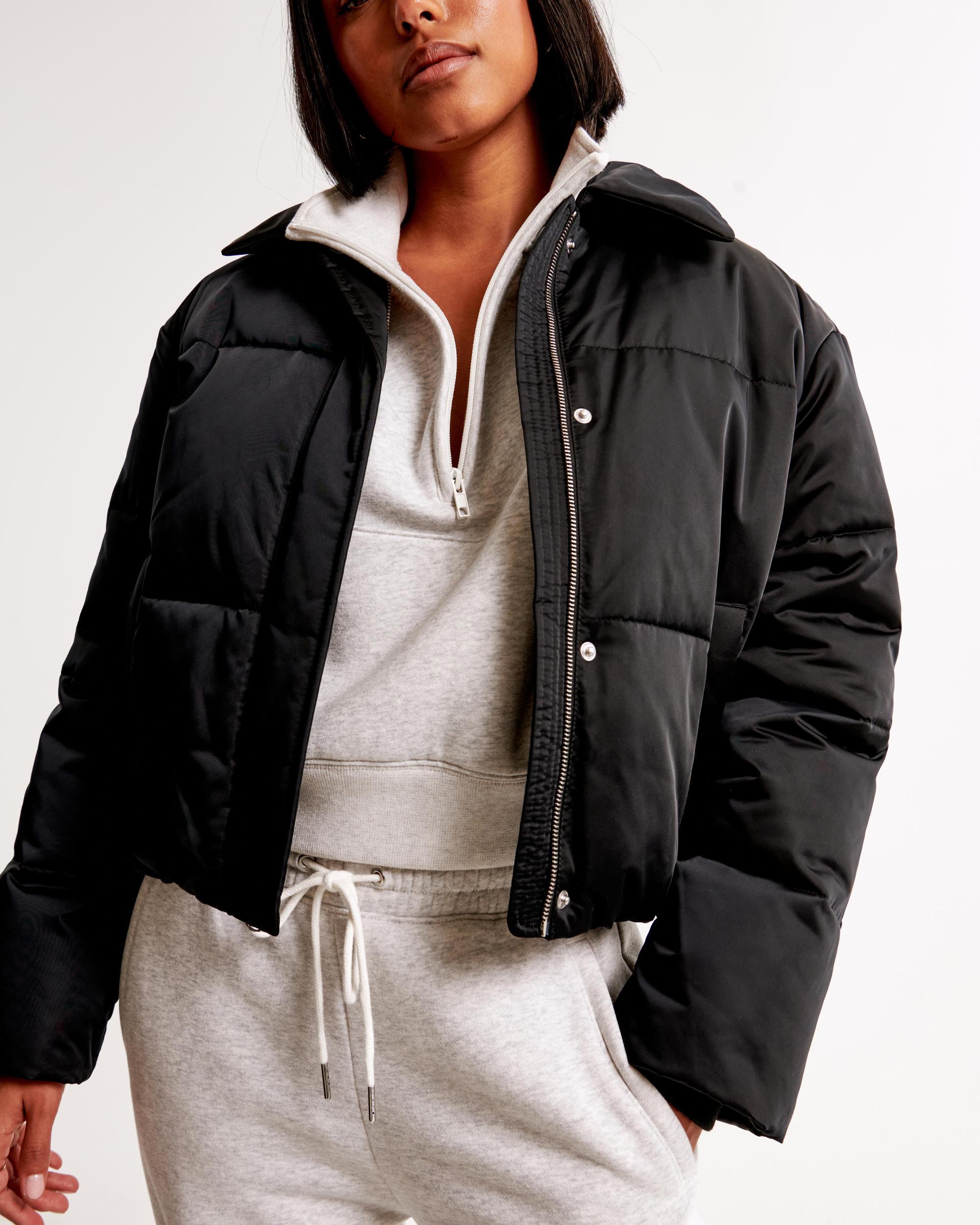 Cropped Velvet Puffer Coat Product Image