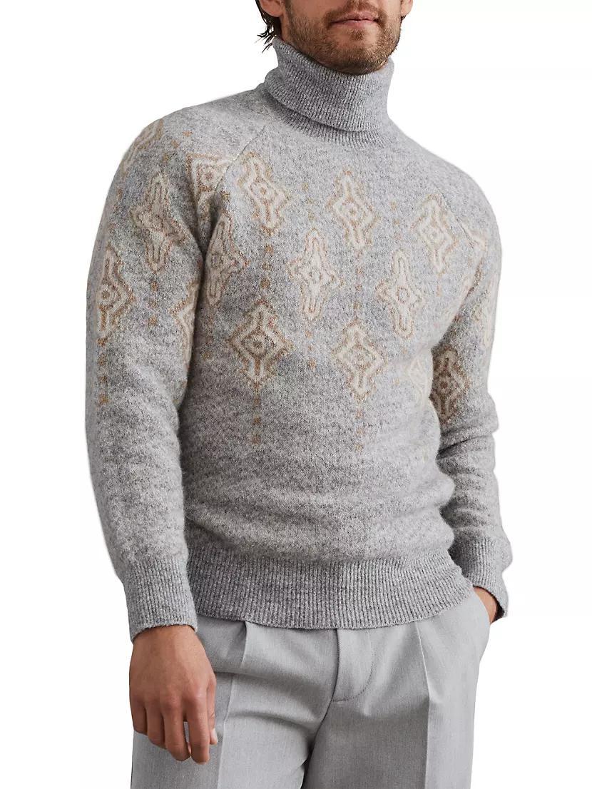 Geometric Jacquard Turtleneck Sweater Product Image