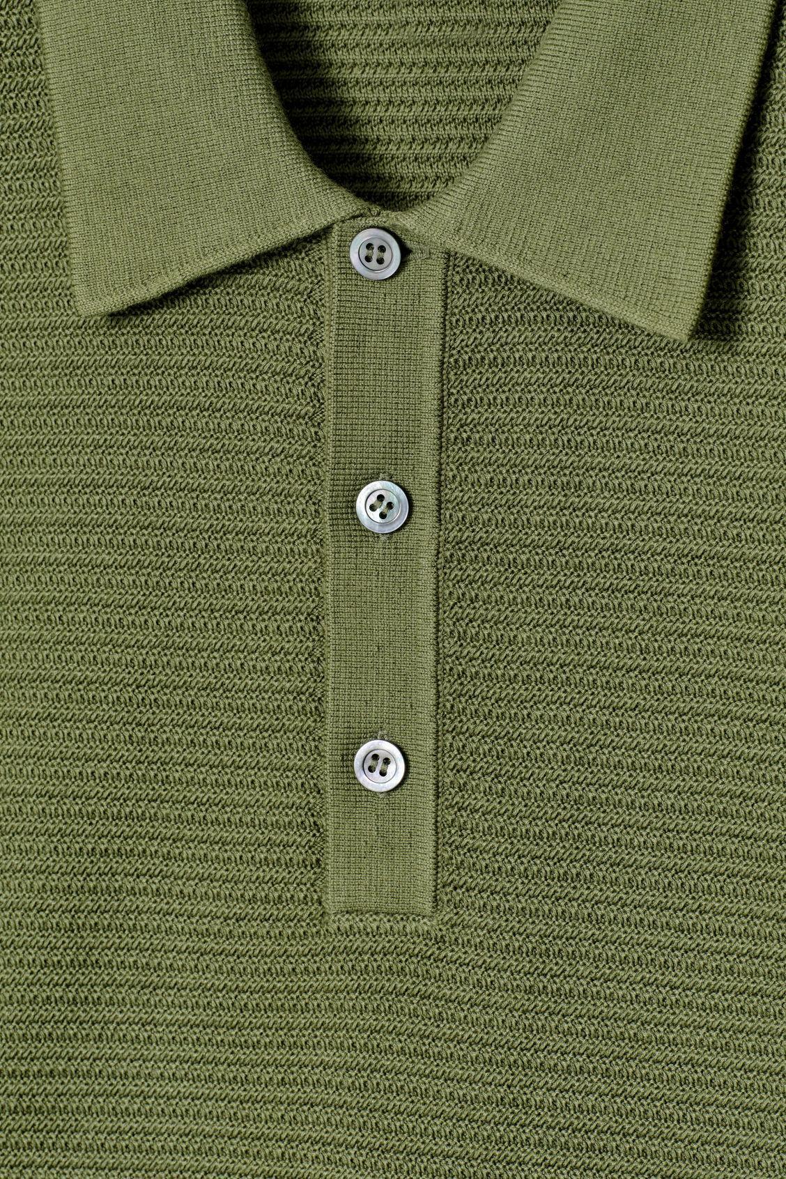 TEXTURED KNITTED COTTON POLO SHIRT Product Image