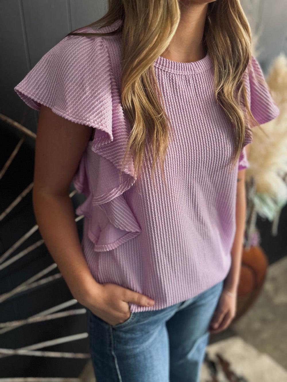 Ruffled Sleeve Solid Top-6 Colors Product Image