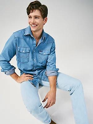 Cowboy Cut® Long Sleeve Western Denim Snap Work Shirt | Men's SHIRTS | Wrangler® Product Image
