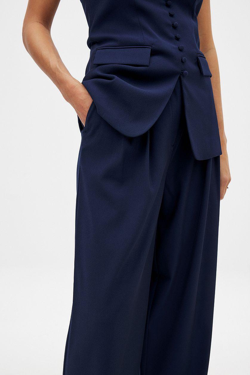 Wide Leg High Waist Suit Pants Product Image