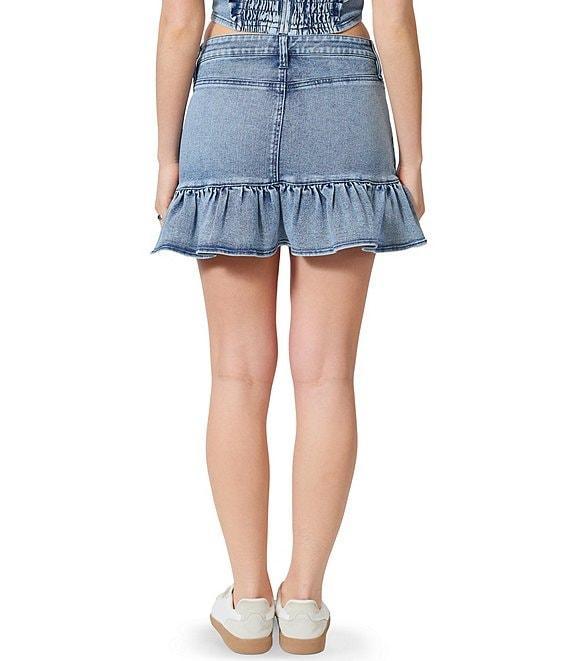 Stevie by Steve Madden Denim High Rise Ruffle Hem Skirt Product Image