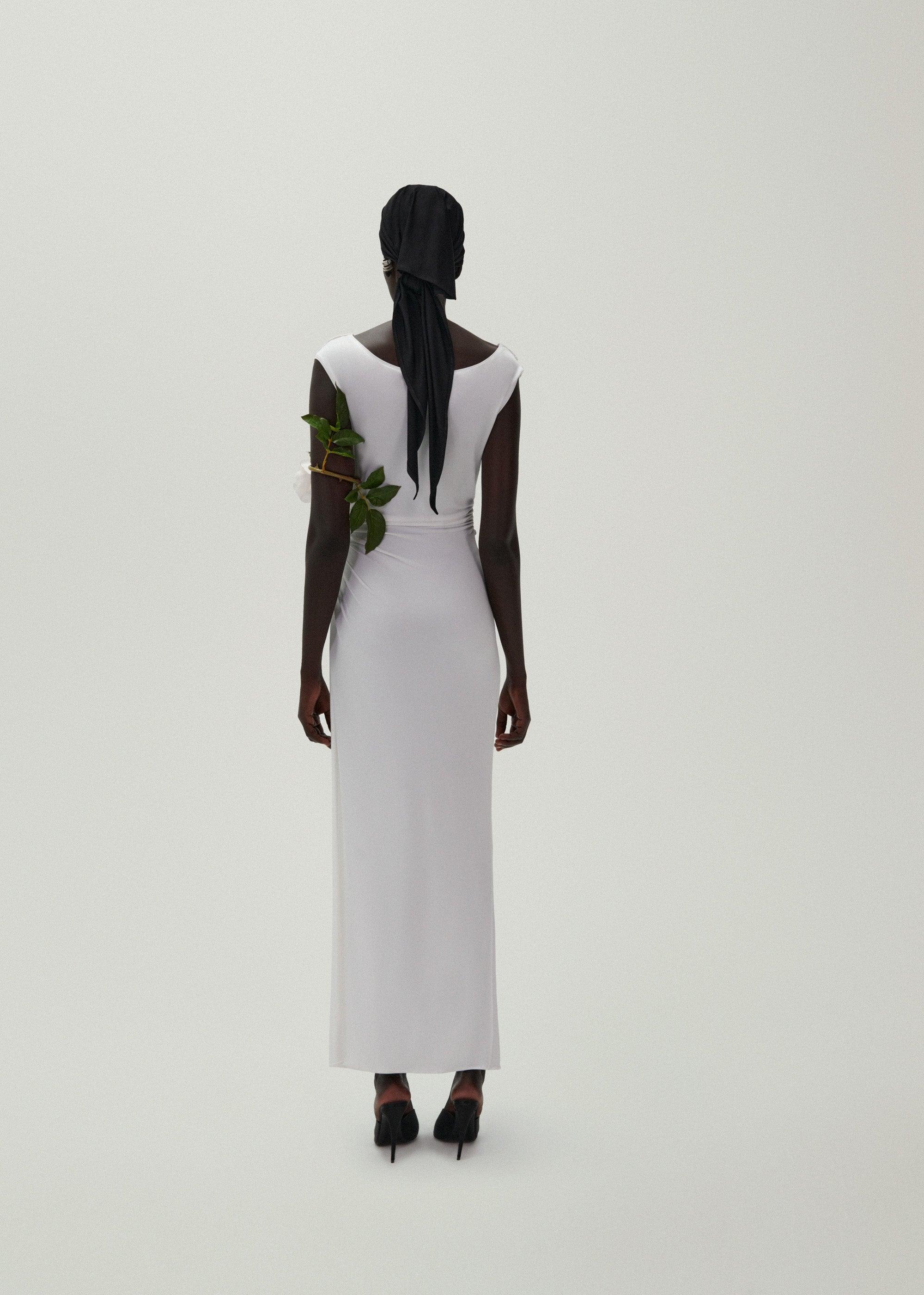 Drop waist jersey tank dress in white Product Image
