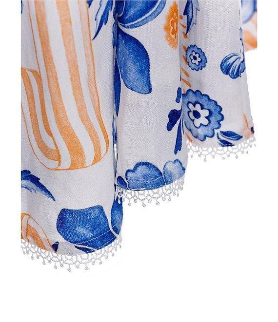 Agua Bendita Kristen Azure Floral Print Square Neck Sleeveless A-line Mini Dress Product Image