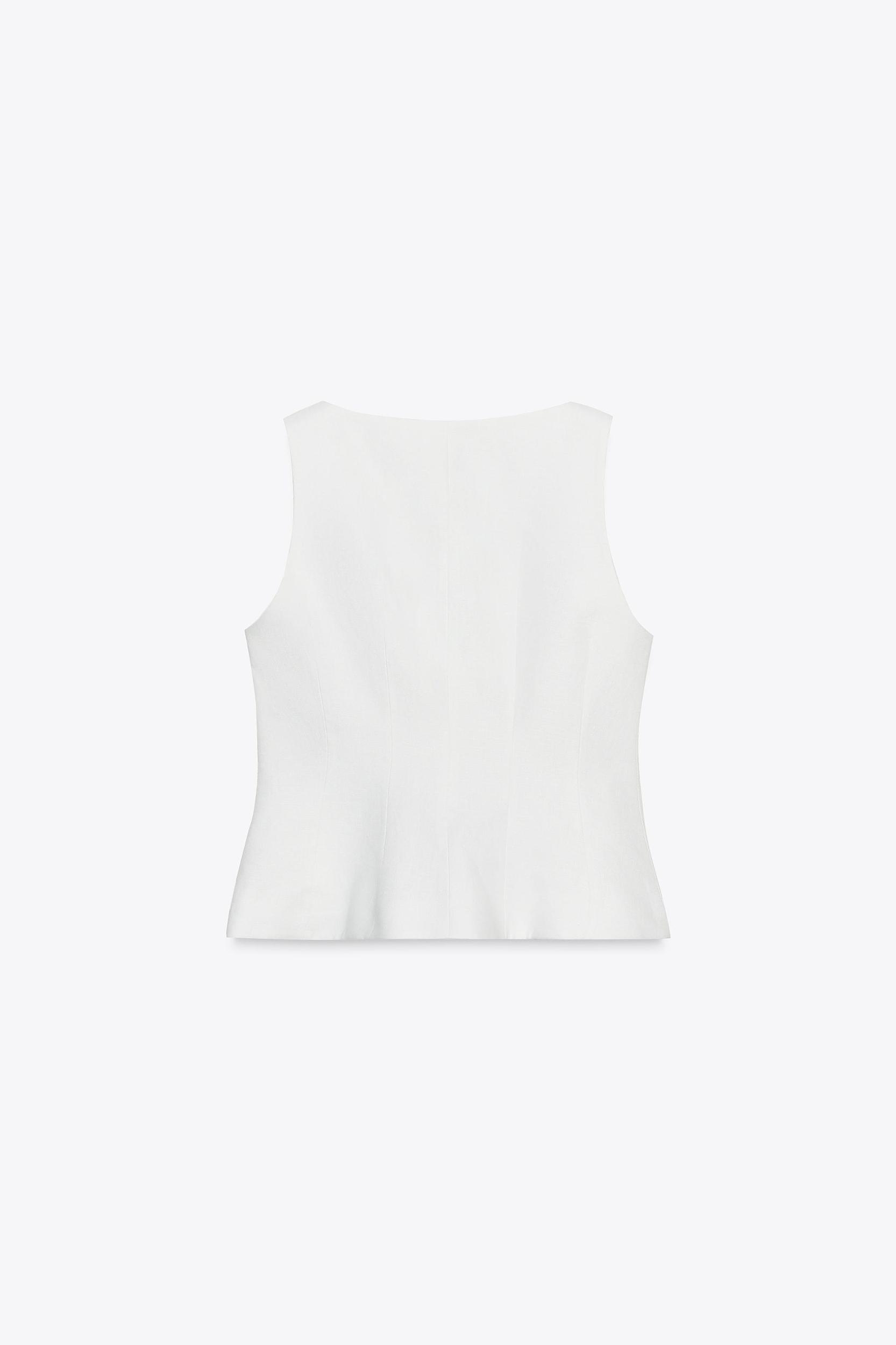 100% LINEN PEPLUM VEST ZW COLLECTION Product Image