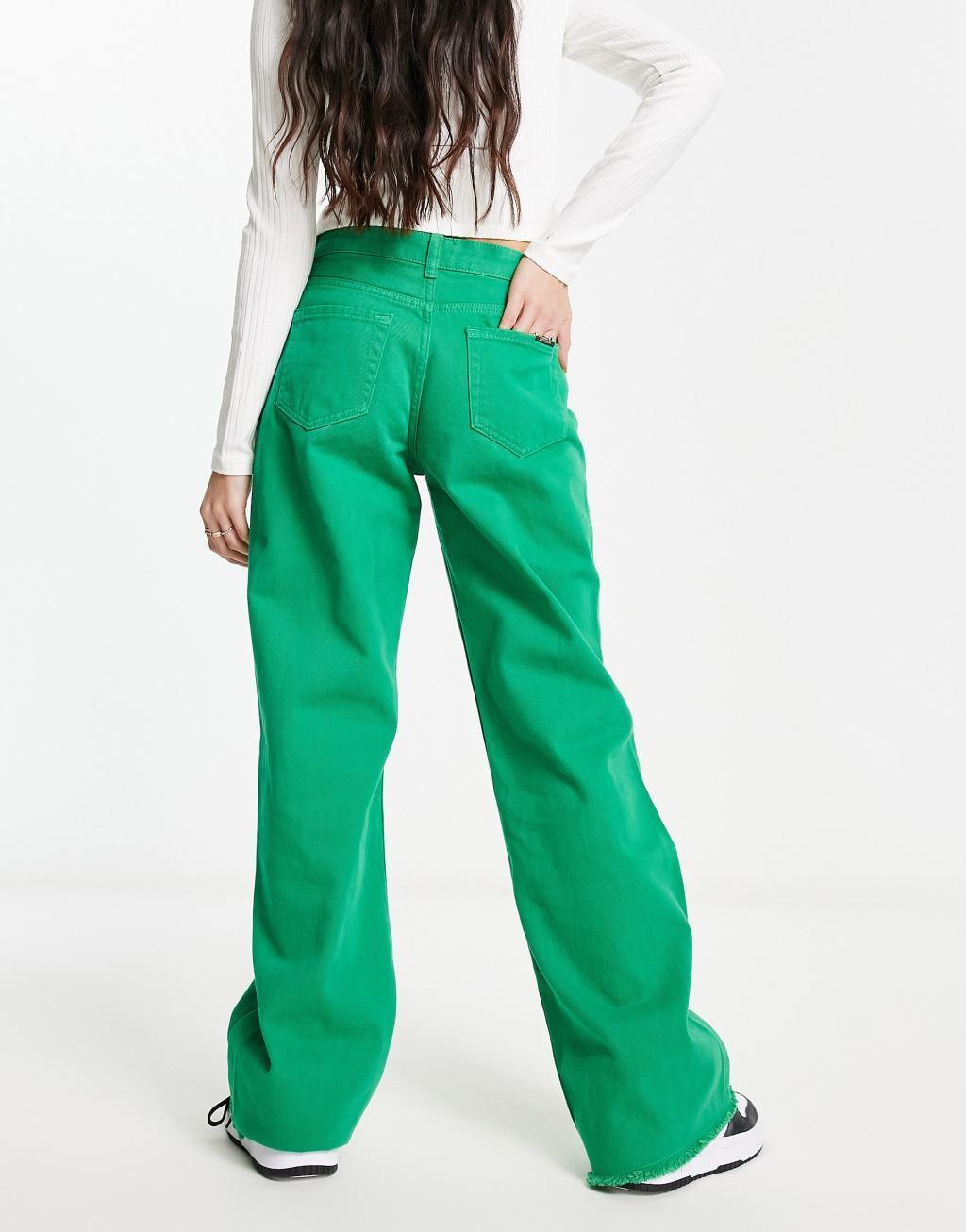 Sixth June straight leg jeans in green Product Image