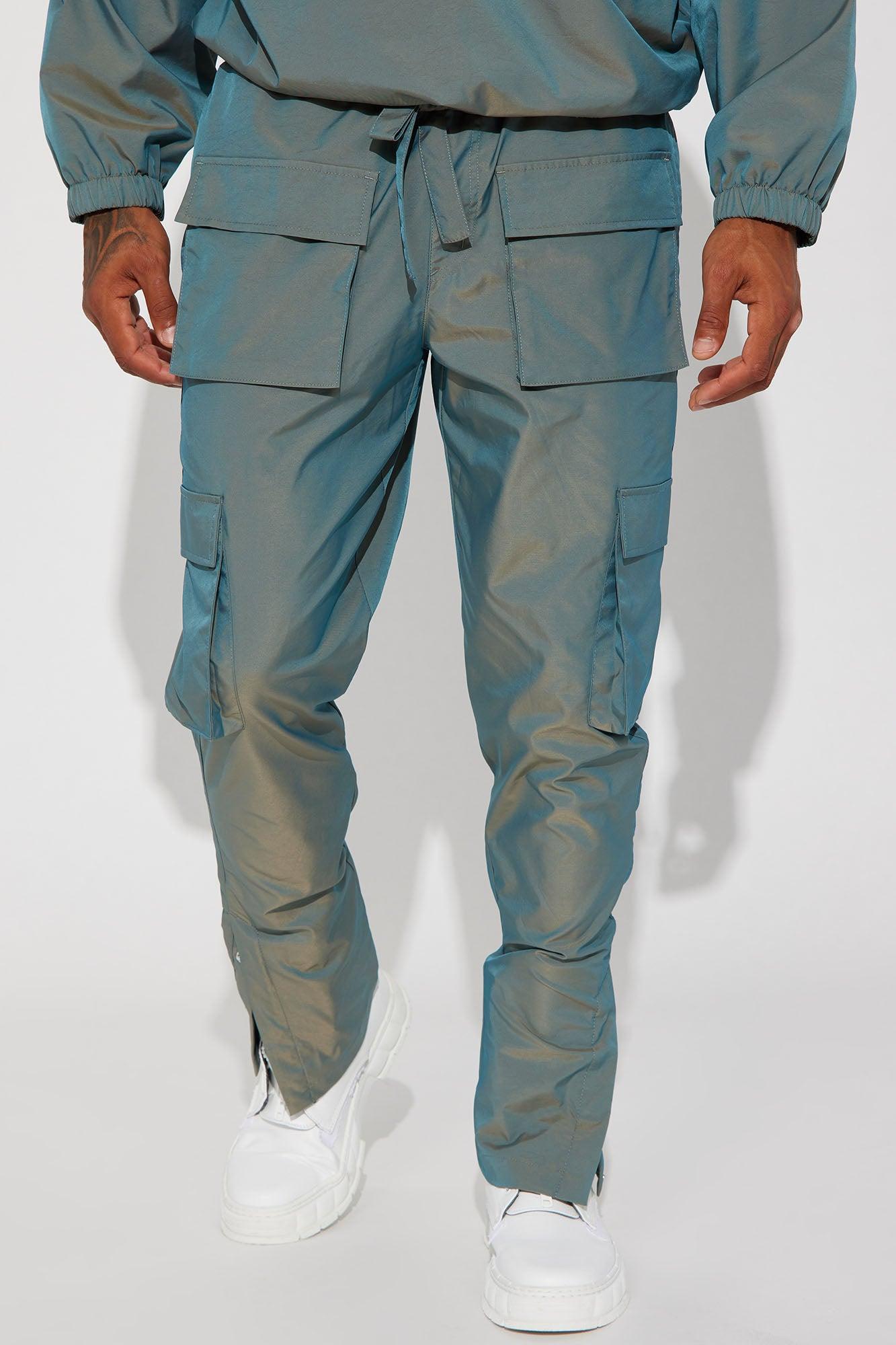 Stormy Iridescent Snap Slim Cargo Pants - Green Product Image