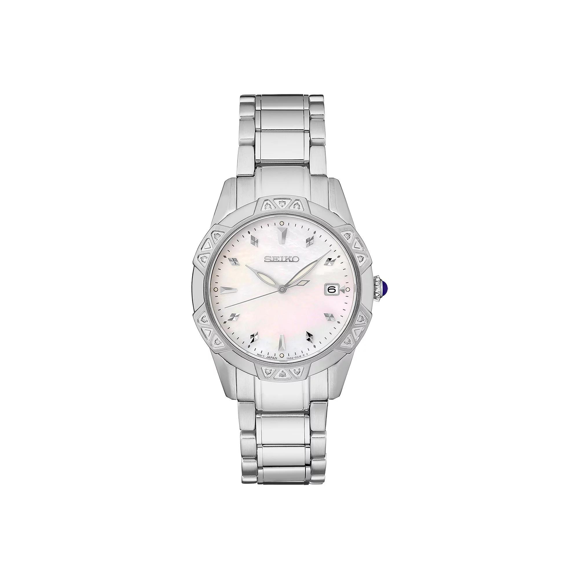 Womens Seiko Stainless Steel Quartz Diamonds Mother-of-pearl Dial Watch - SKK727 M Of White Product Image