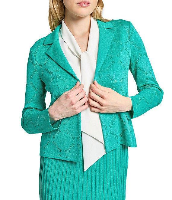 Ming Wang Soft Knit Burnout Notch Lapel Long Sleeve Jacket Product Image