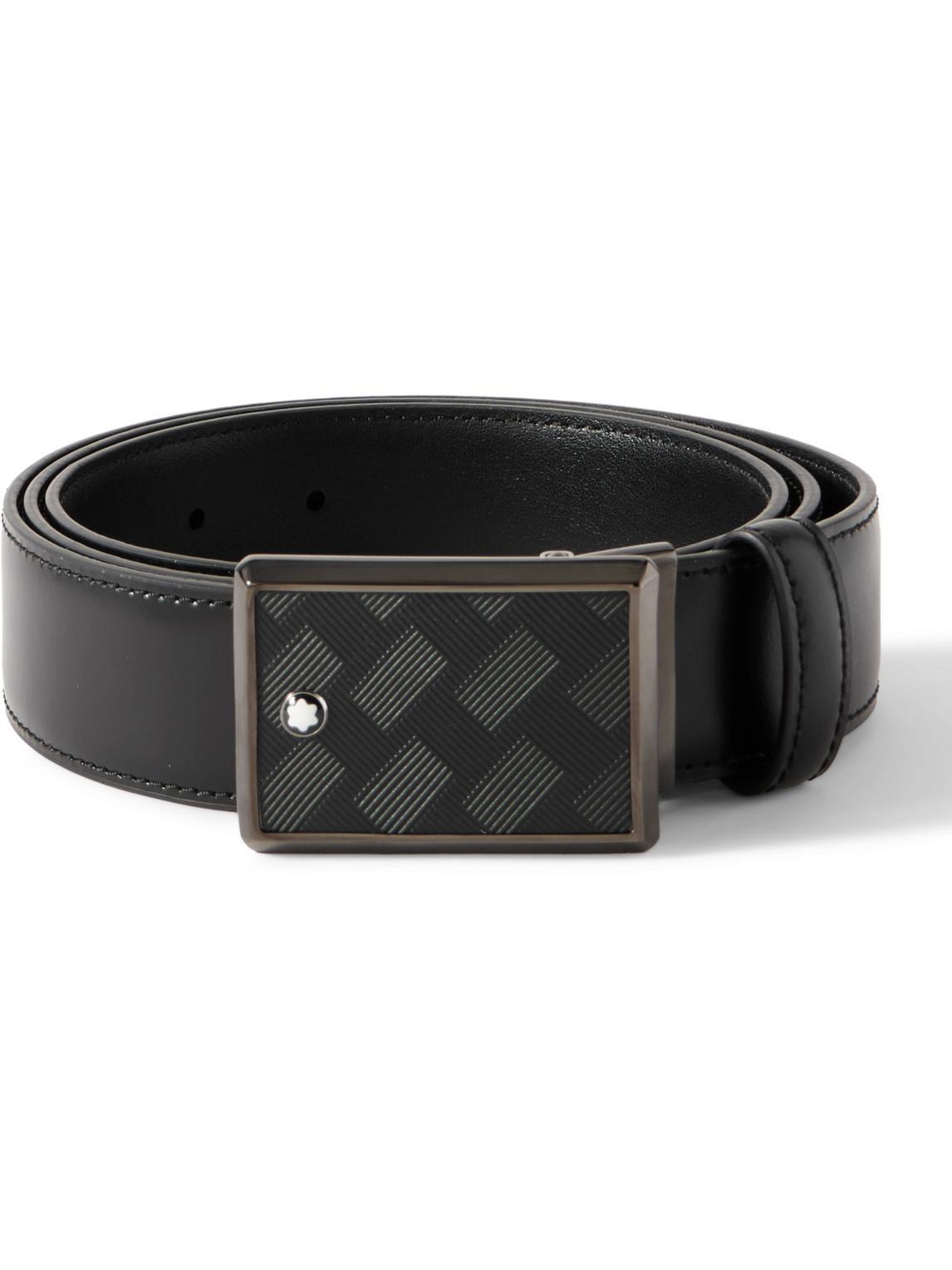 MONTBLANC Mens Black Logo-emblem Buckle Leather Belt Product Image