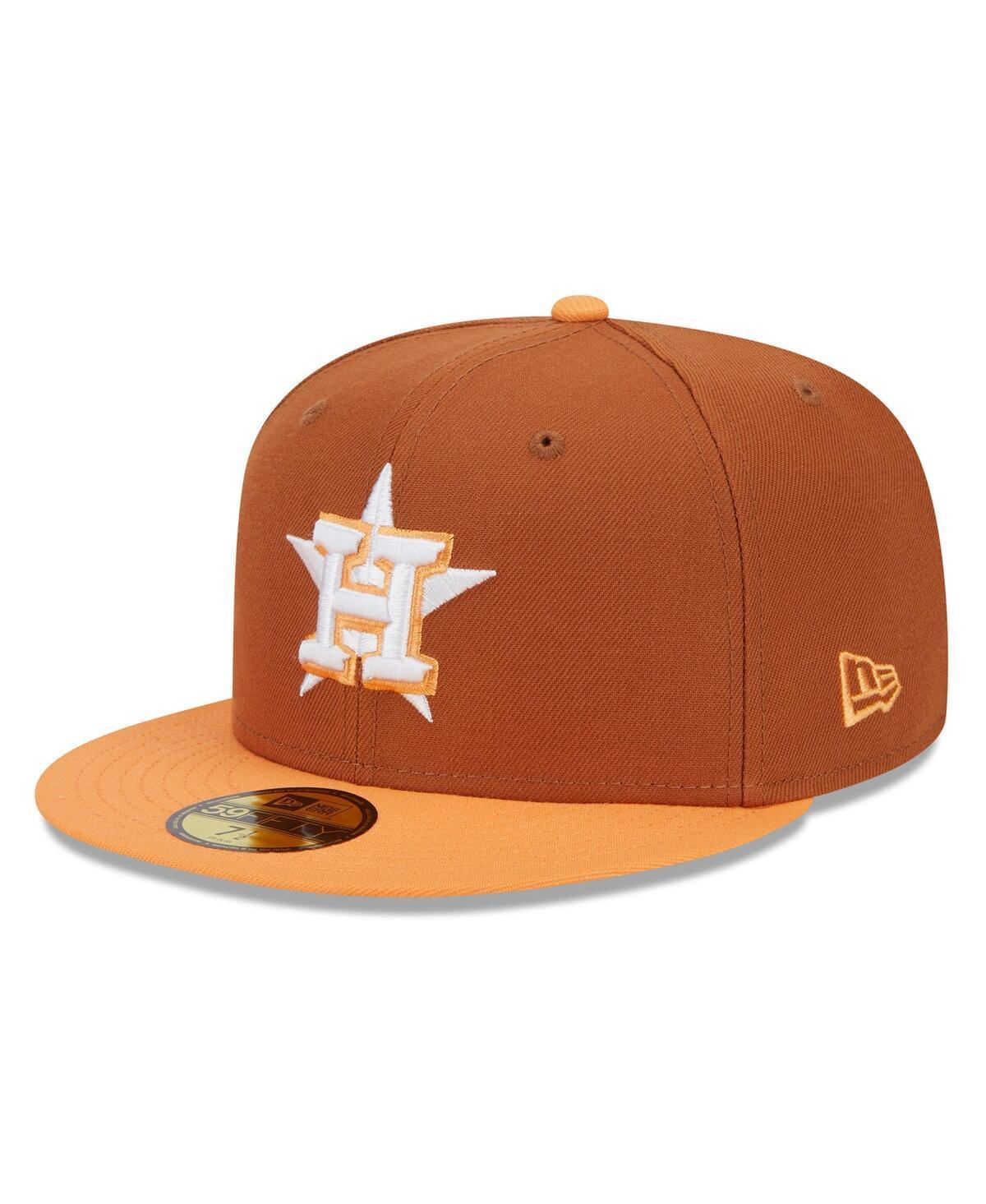 Men's New Era Brown/Orange Houston Astros Spring Color Basic Two-Tone 59FIFTY Fitted Hat, Size: 7 3/4 Product Image