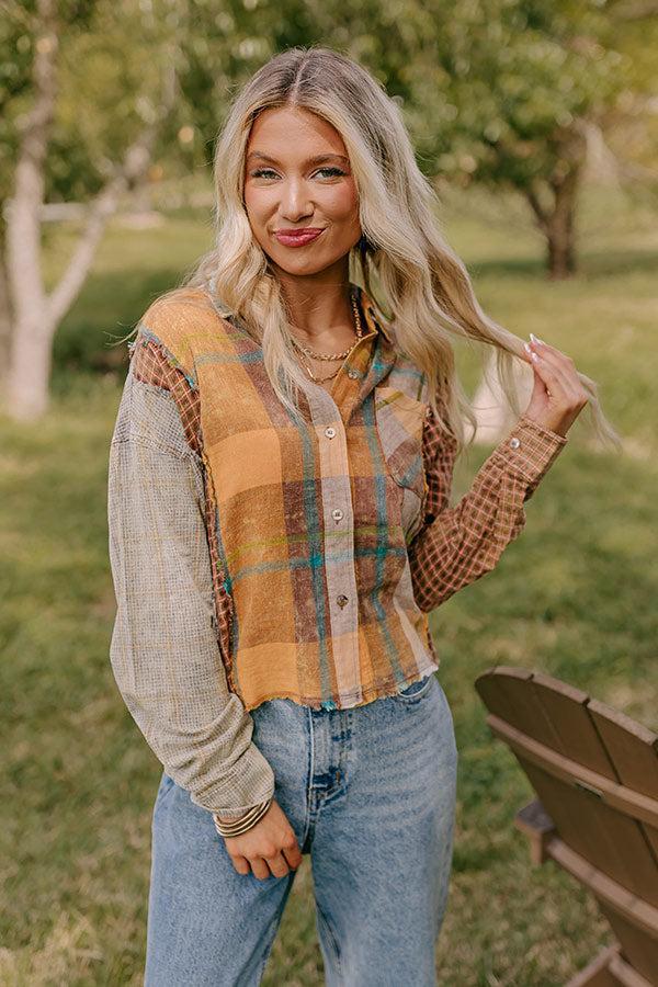 Pumpkin Spice Dreams Color Block Button Up Product Image