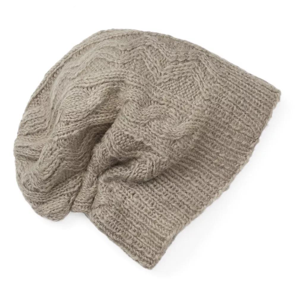 Women's SIJJL Wool Zigzag Cable-Knit Slouchy Beanie, Gray Product Image