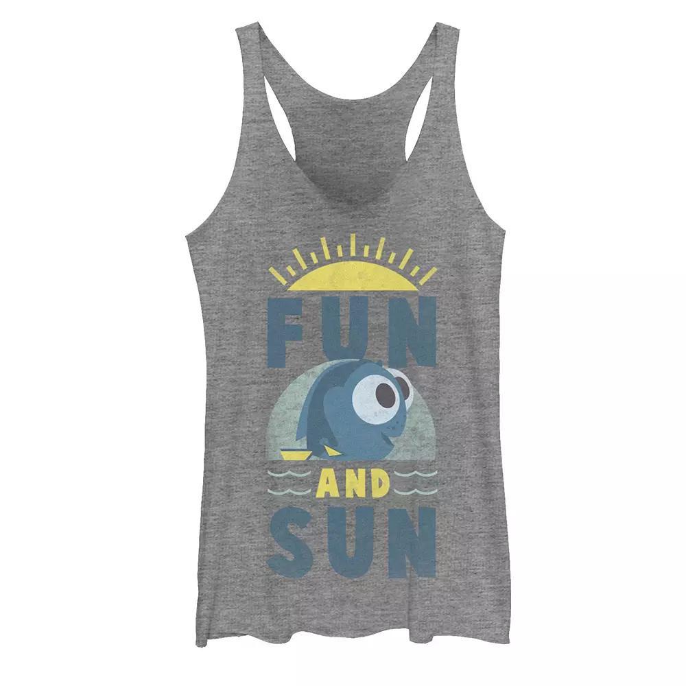 Disney / Pixar's Finding Dory Juniors' Fun & Sun Portrait Graphic Tank Top, Girl's, Size: XS, Gray Grey Product Image