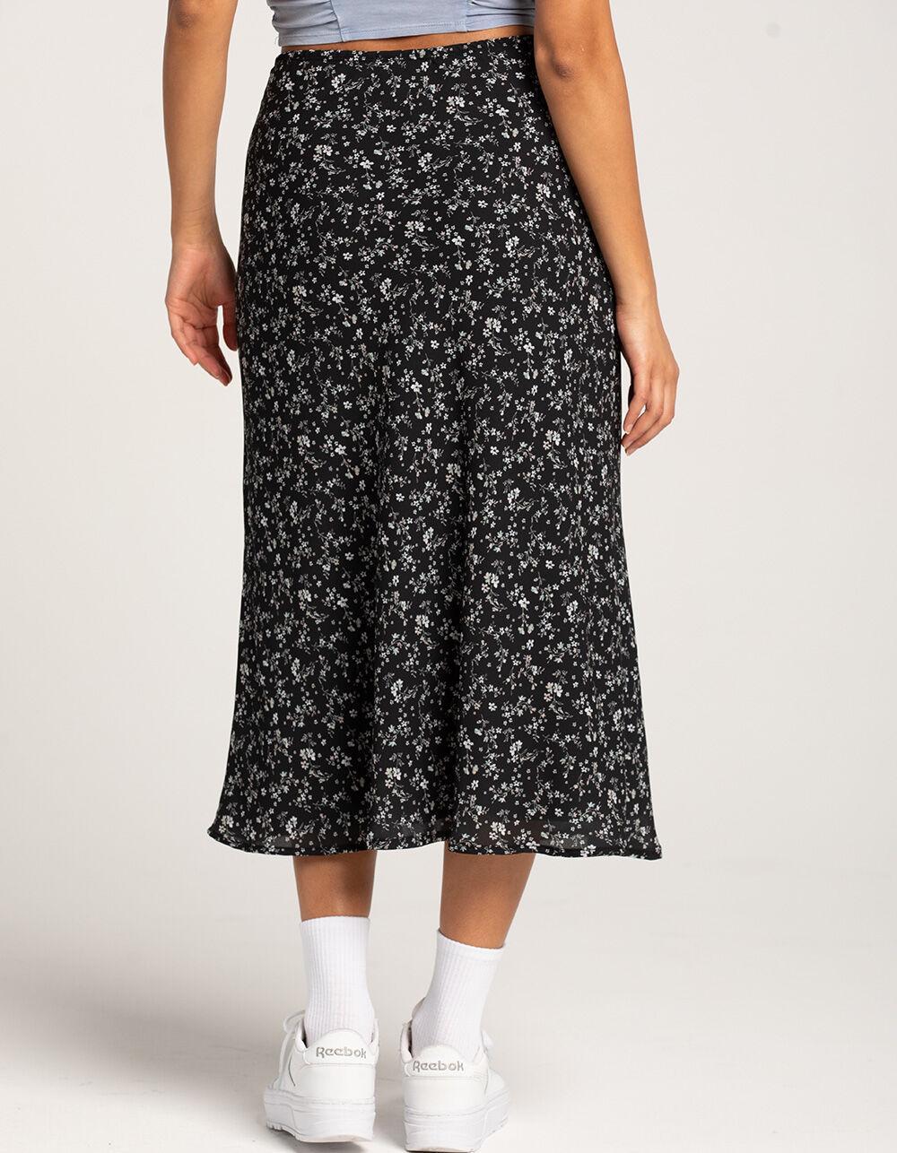 RSQ Womens Low Rise Ditsy Midi Skirt - CREAM/BLACK Product Image