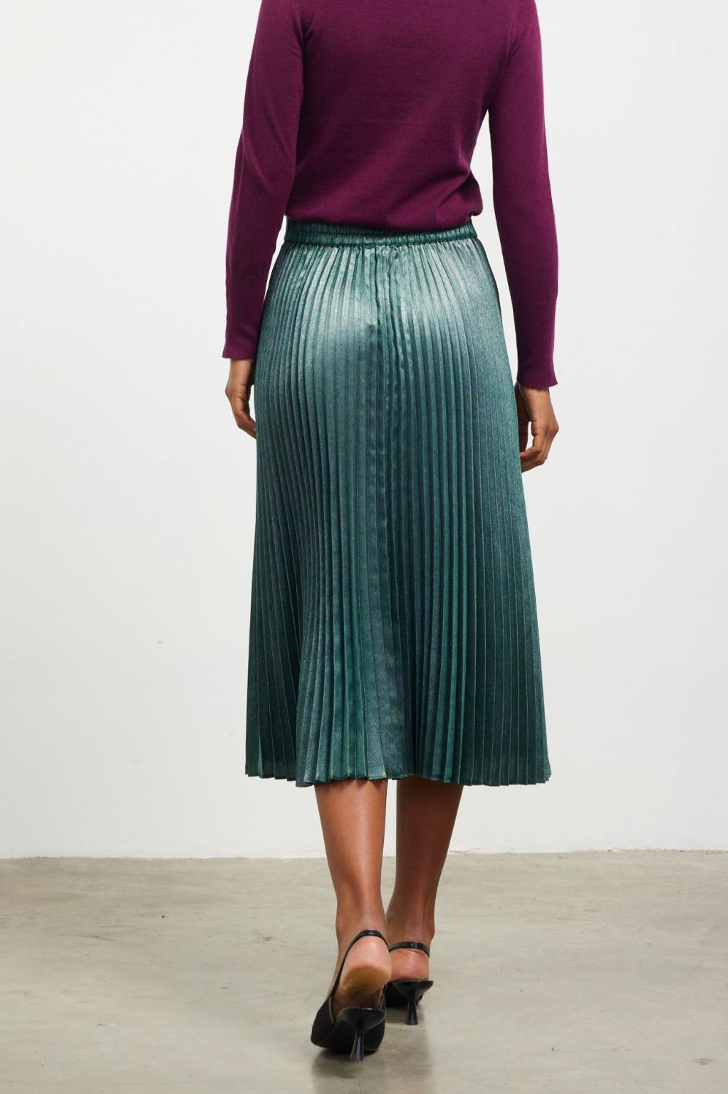 Metallic Pleats Midi Skirt Product Image