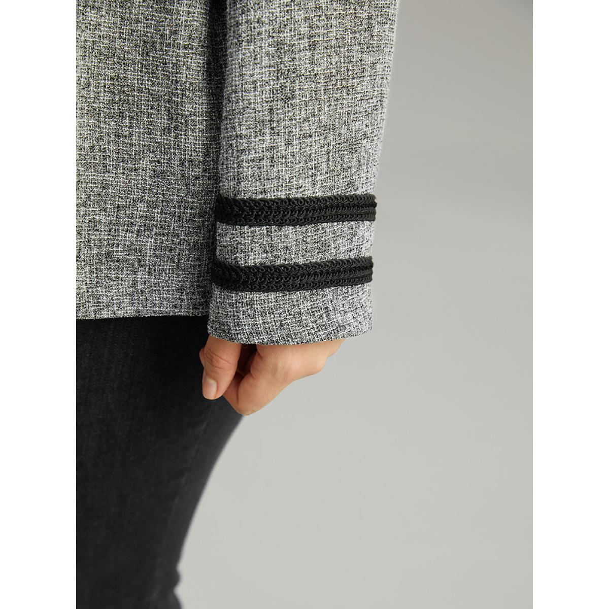 Plus Size Textured Metal Detail Contrast Trim Coat Women DimGray Elegant Texture Ladies Everyday Winter Coats BloomChic 26/4X Product Image