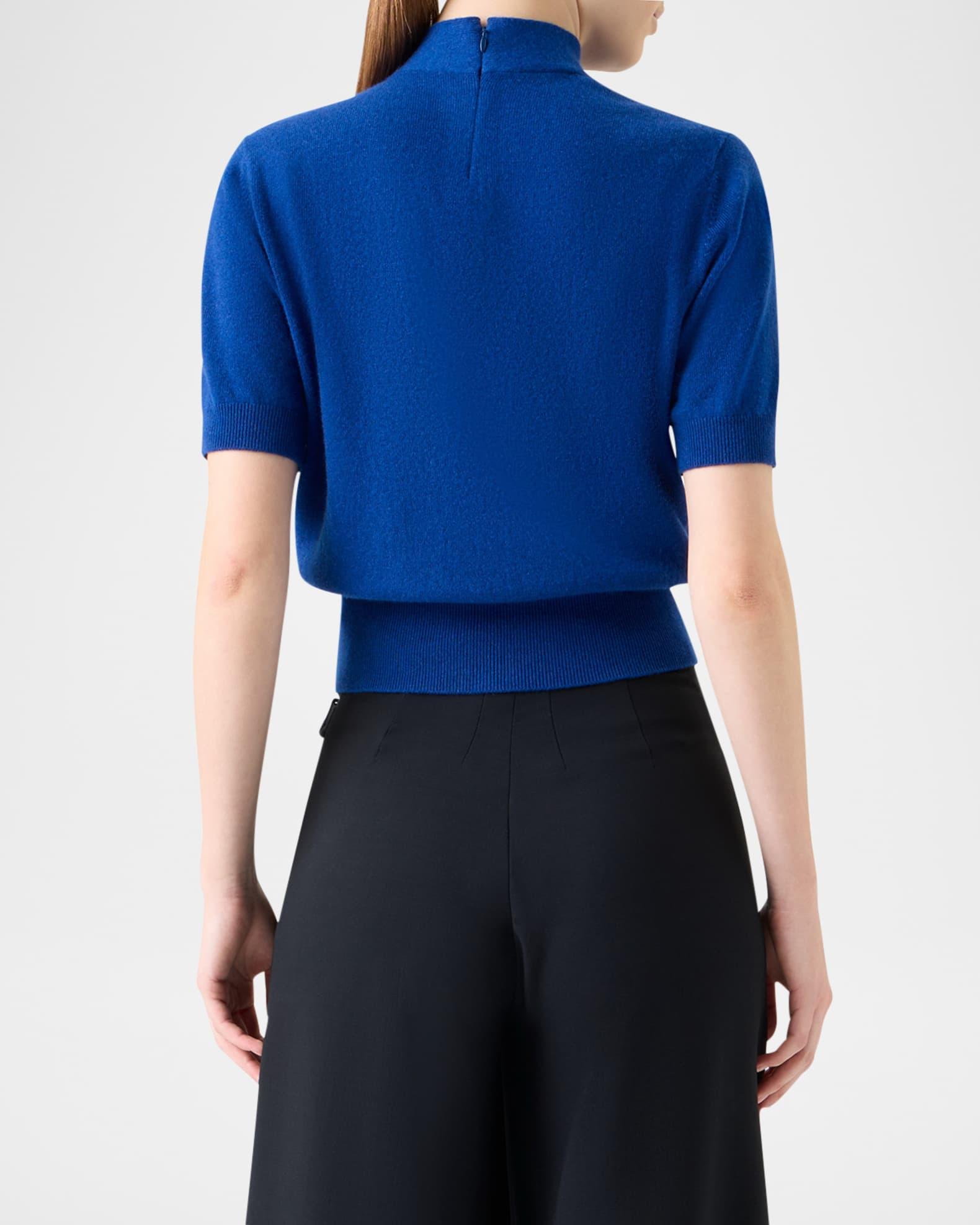 Neck-Tie Cashmere Short-Sleeve Sweater Product Image