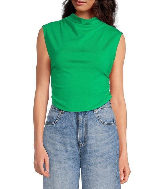 Gianni Bini Knit Mock Neck Cap Sleeve Crop Top Product Image