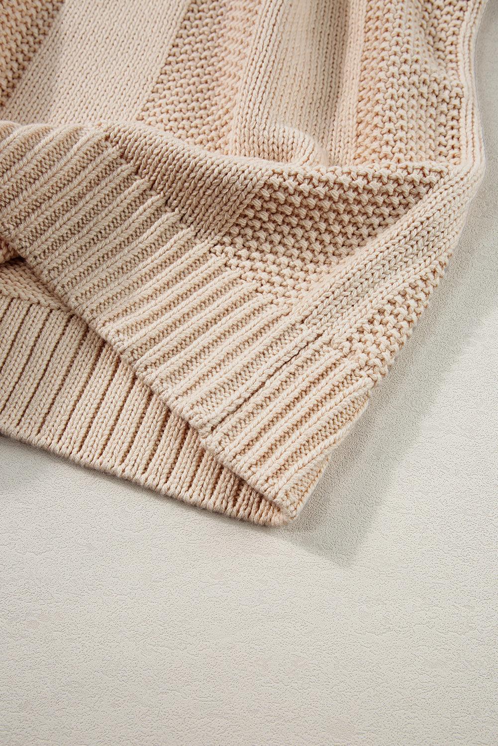 Khaki Textured Striped Sweater Product Image