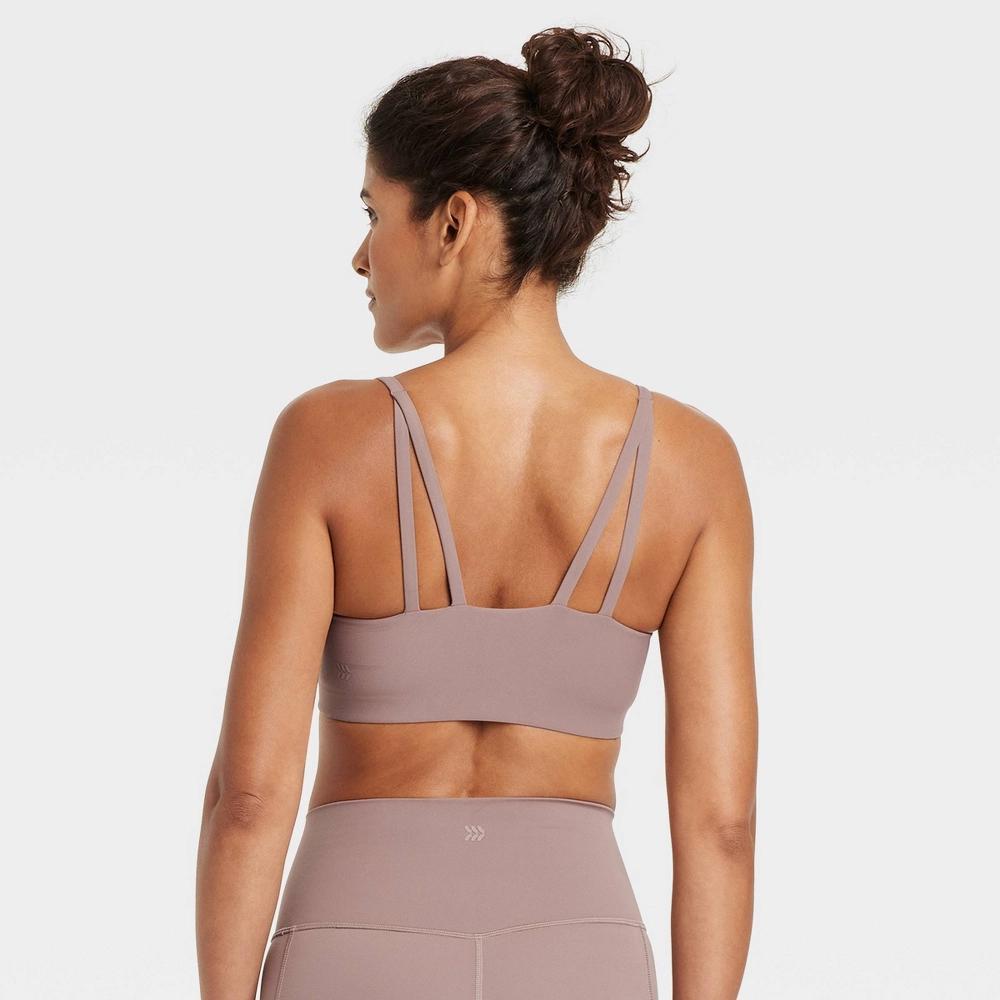 Women's Everyday Soft Light Support Strappy Sports Bra - All In Motion™ Light Brown S Product Image