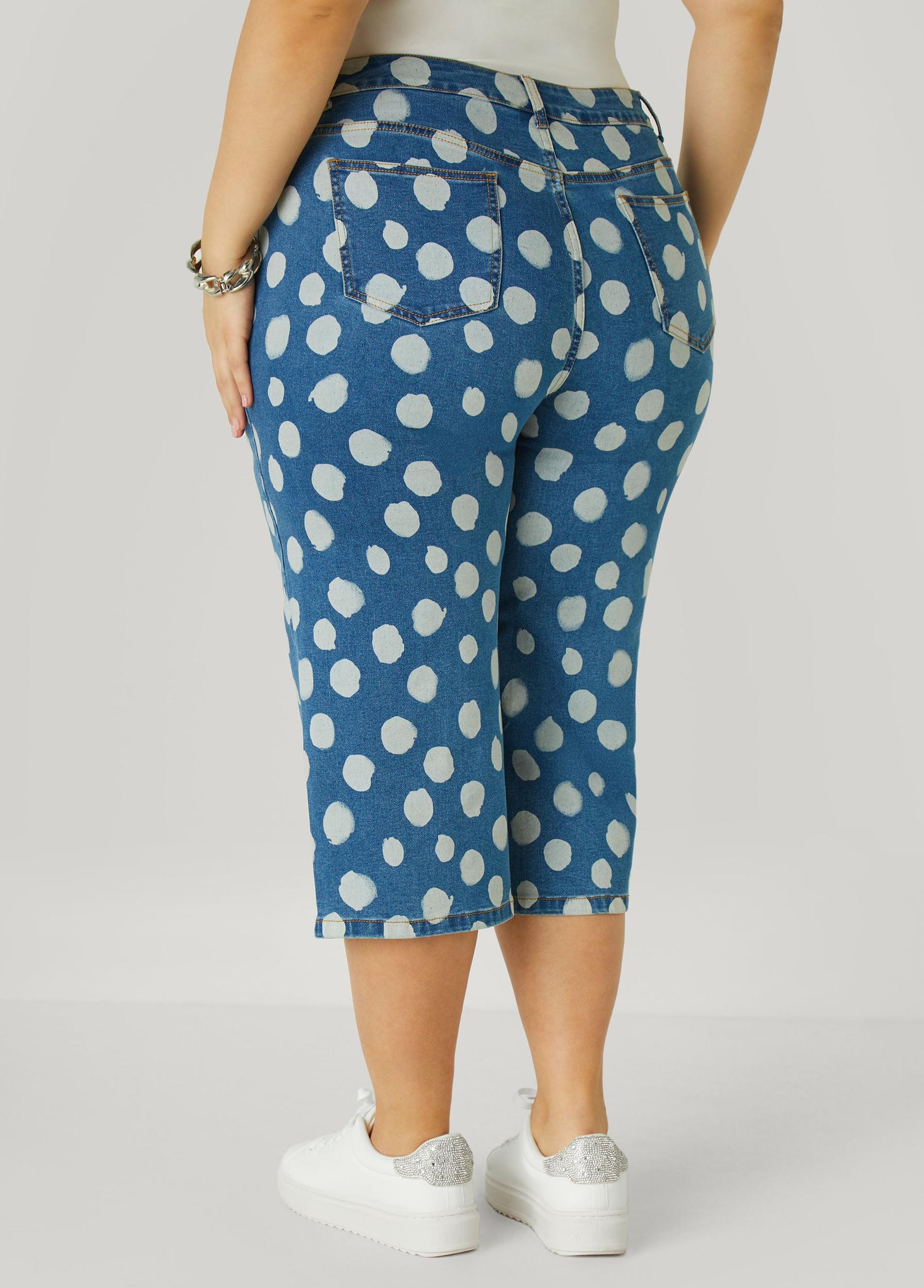 Polka Dot Denim Capris Product Image