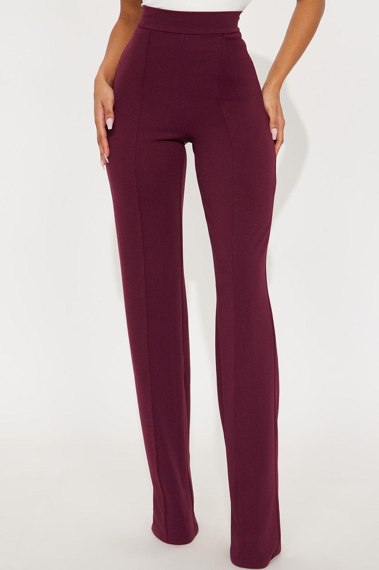 Tall Victoria High Waisted Dress Pants - Burgundy Product Image