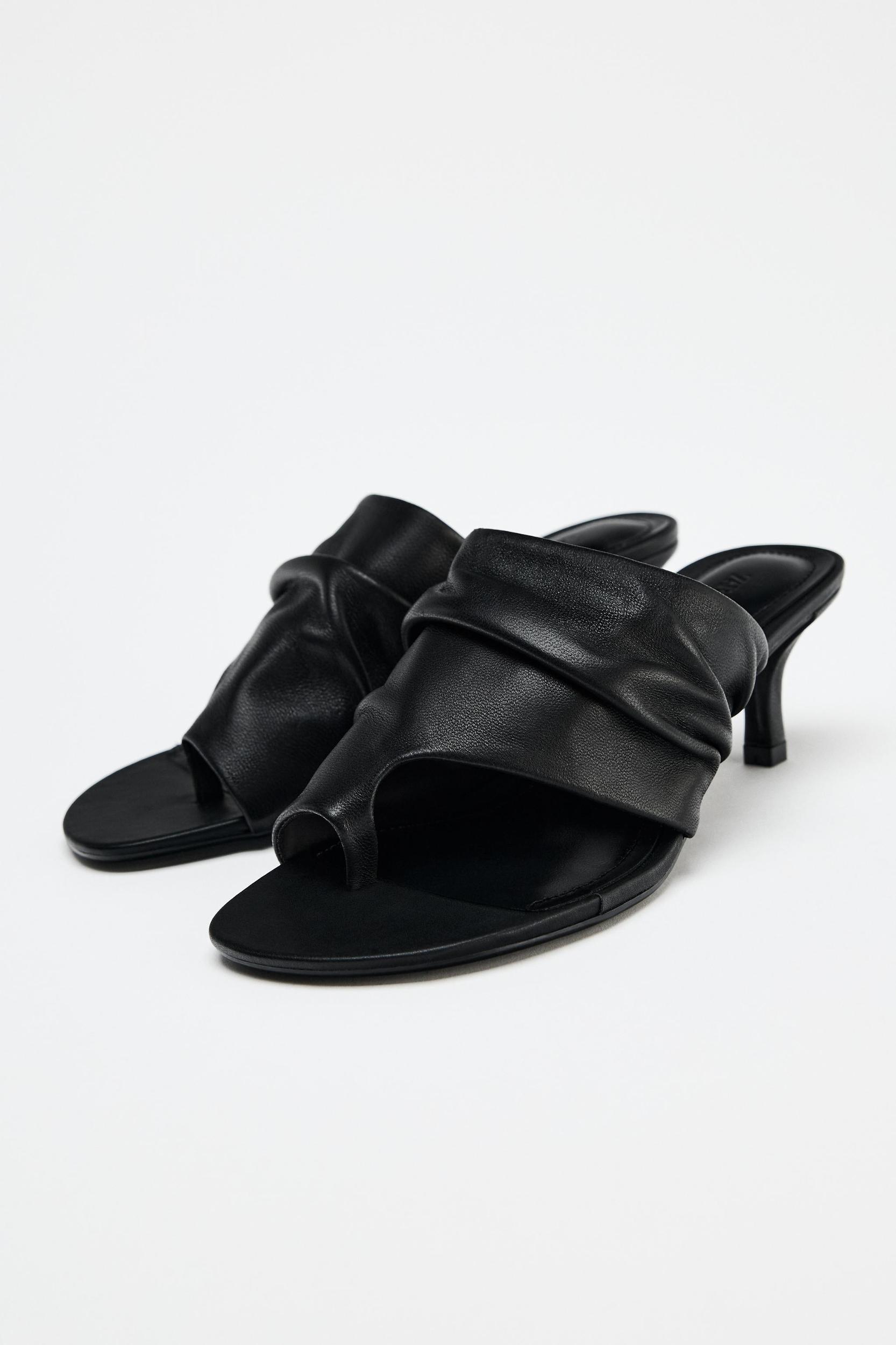 LEATHER HEELED SANDALS Product Image