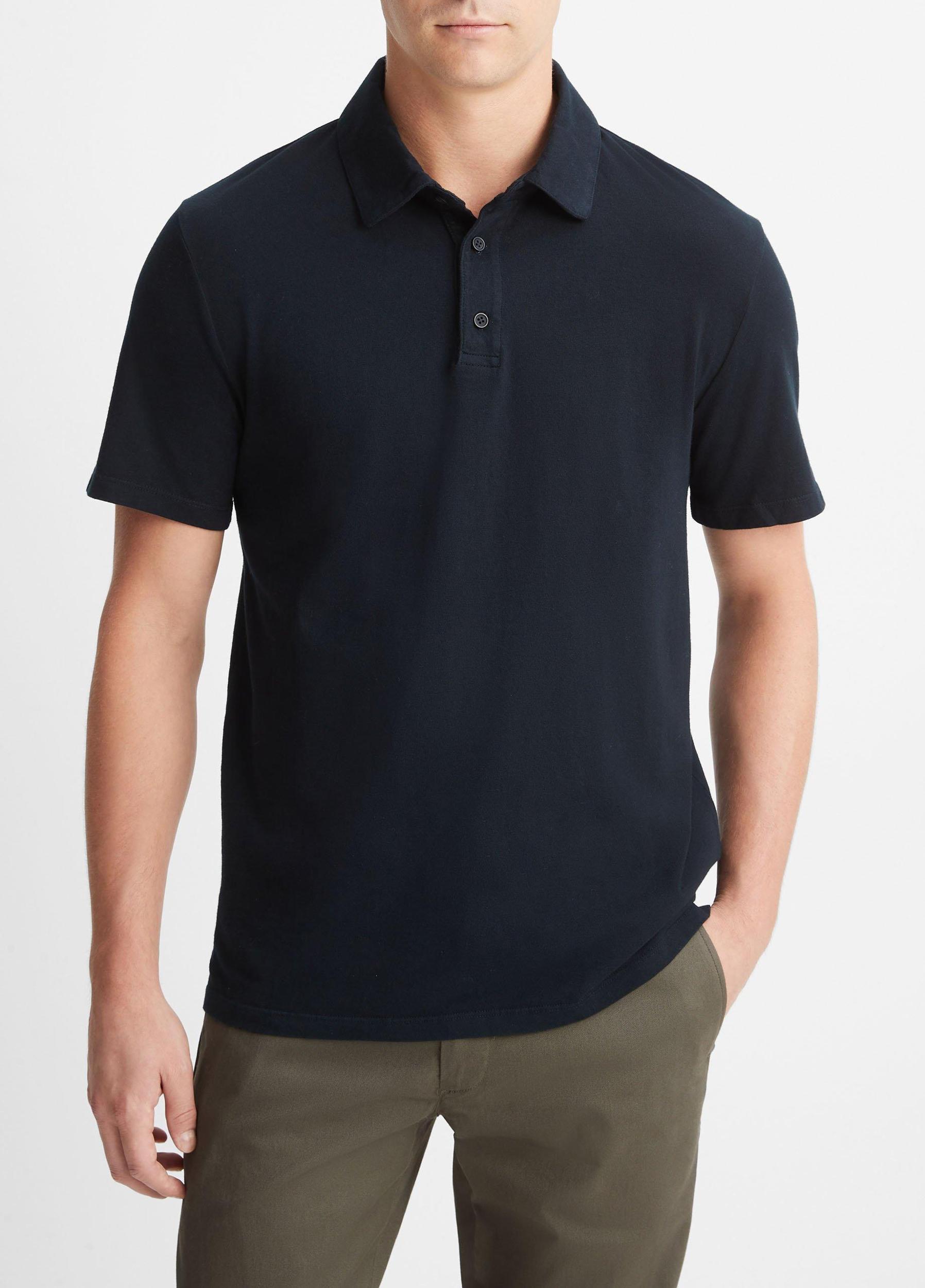 Mens Garment Dye Cotton Polo Shirt, Optic White, Size S Vince Product Image