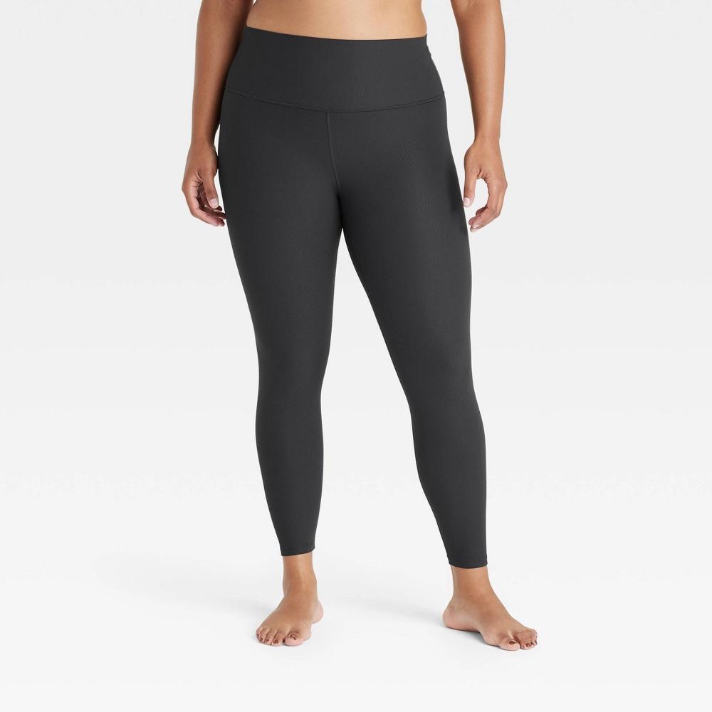 Womens Everyday Soft High-Rise Rib 7/8 Leggings - All In Motion Black L: Moisture Wicking, Quick Drying Product Image