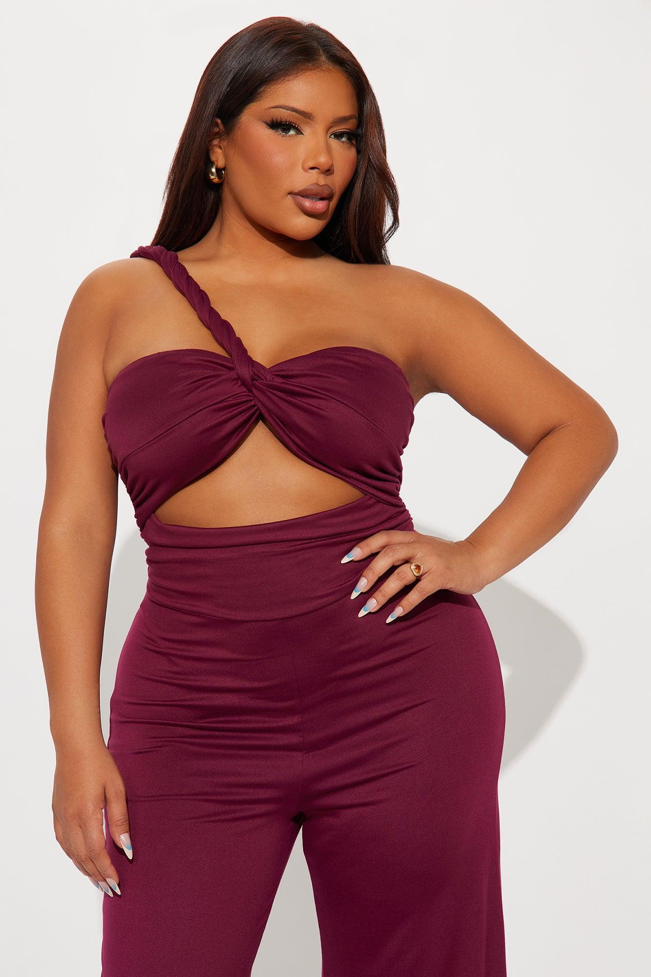 Brezzy Braided Cut Out Jumpsuit - Wine Product Image