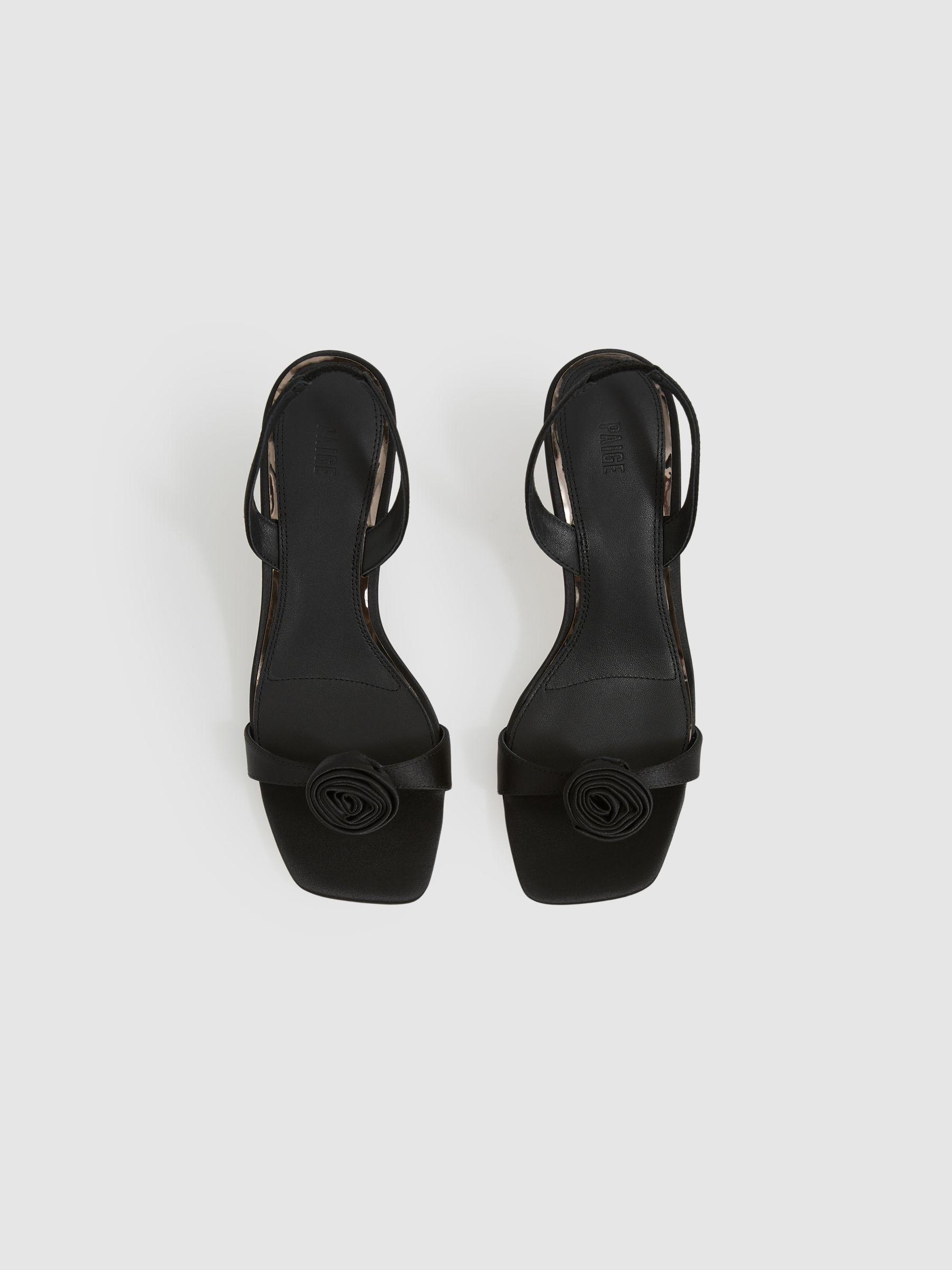 Paige Satin Rosette Sandals in Black Product Image