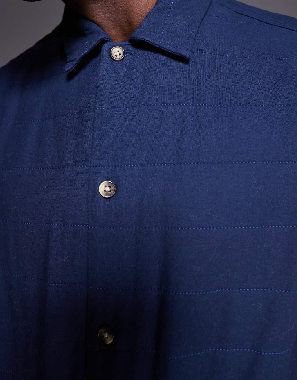 ASOS DESIGN boxy quilted overshirt in navy Product Image