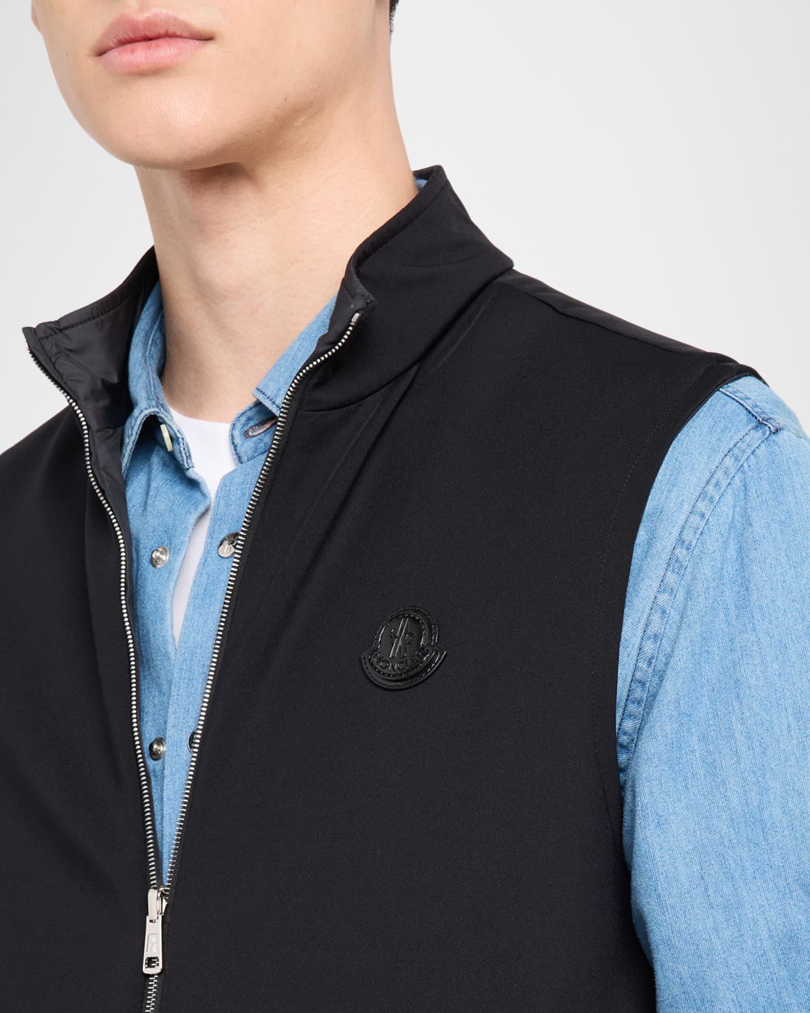 Men's Full-Zip Leather-Emblem Vest Product Image