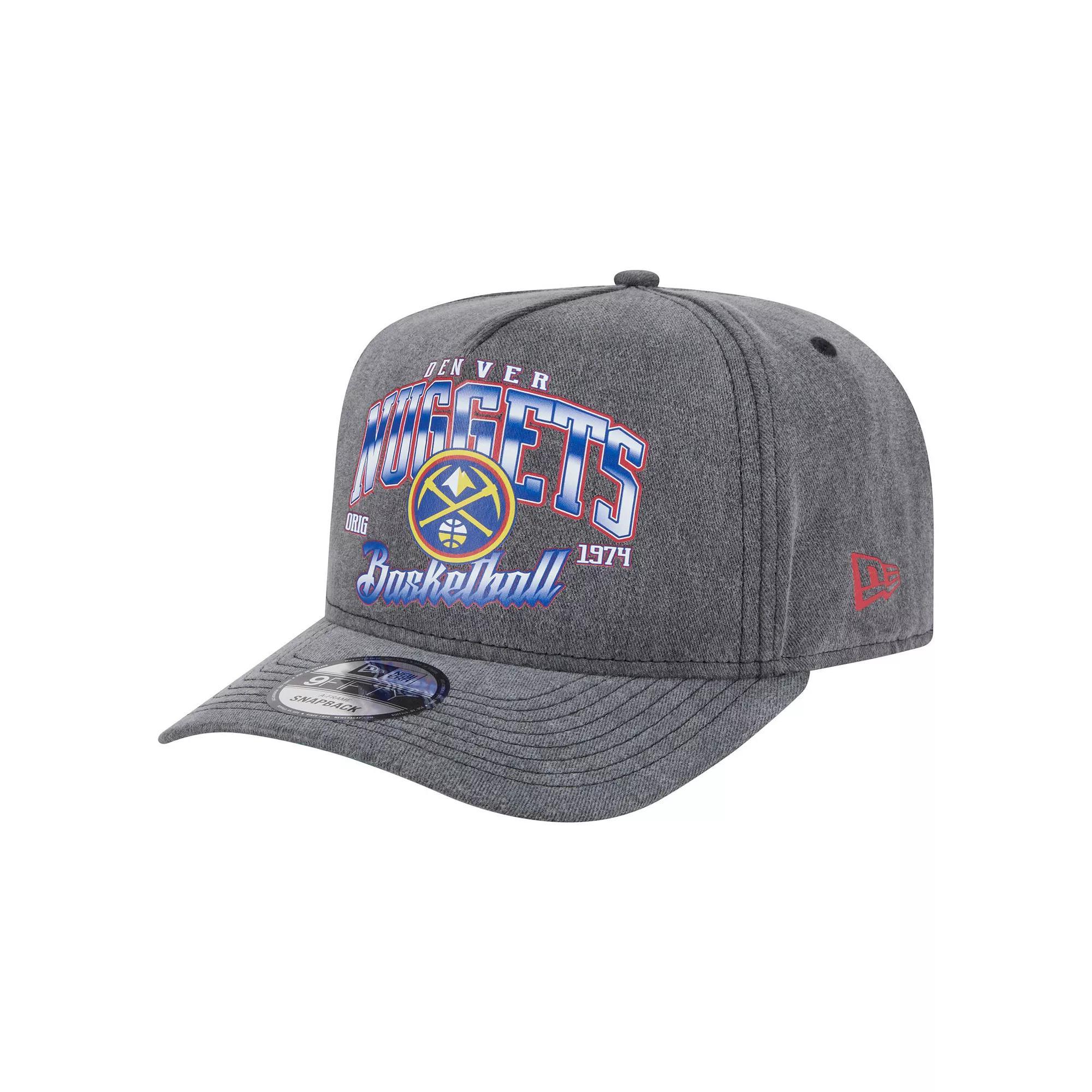 Mens New Era Charcoal Denver Nuggets Throwback Washed Pre-Curved 9FIFTY Snapback Hat Product Image