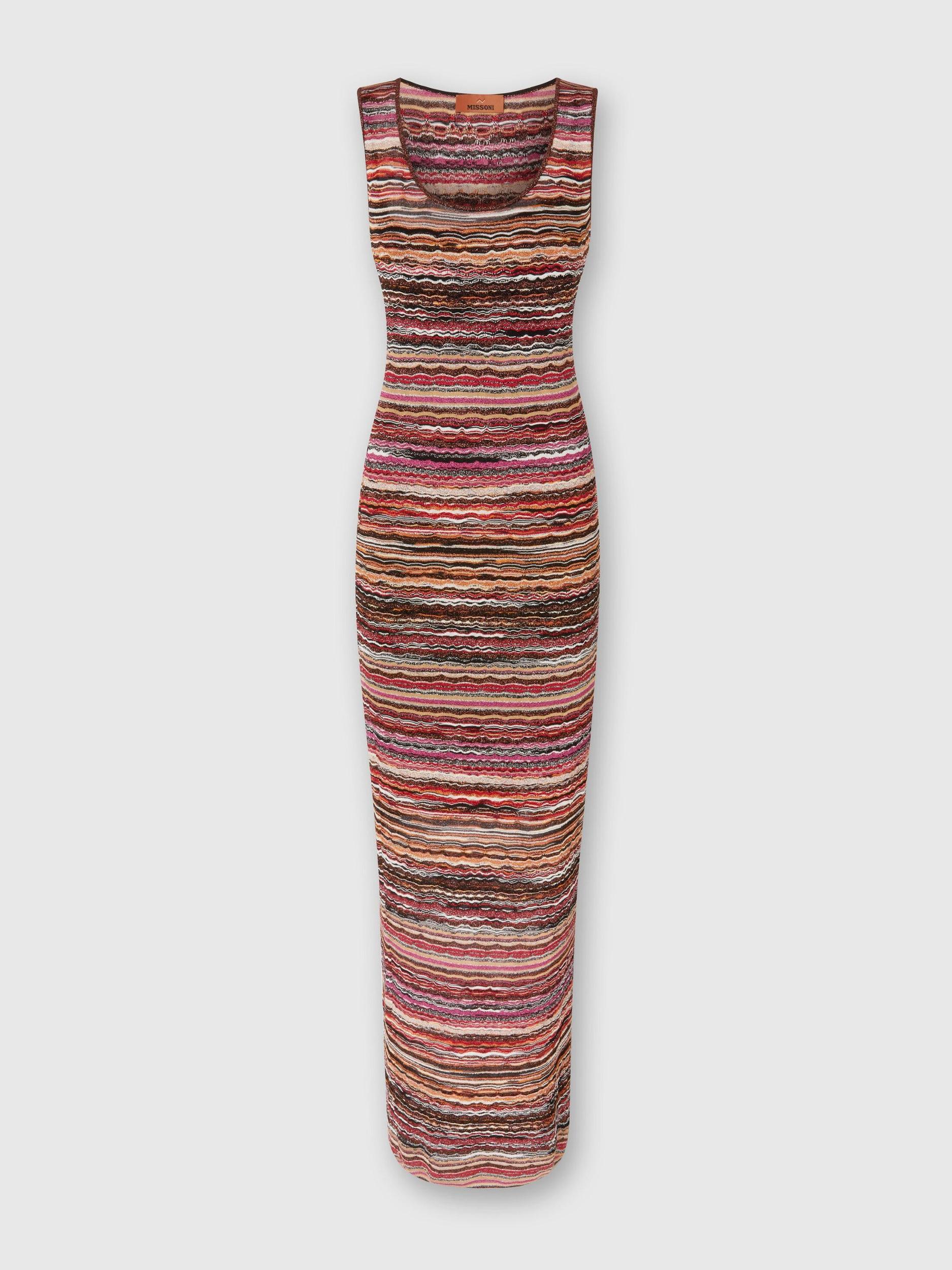 Long dress in lamé viscose with wave motif Product Image