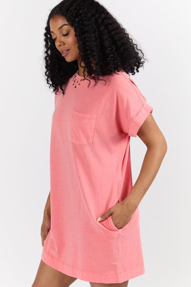 Memories That Last Coral T-Shirt Dress SALE Product Image