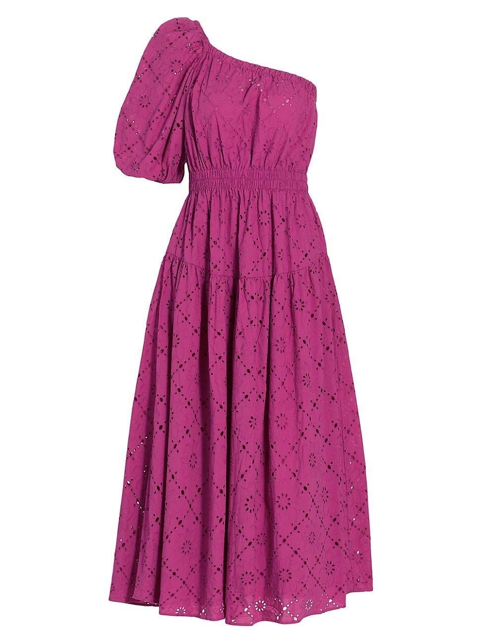 Womens Anise One-Shoulder Eyelet Midi Dress Product Image