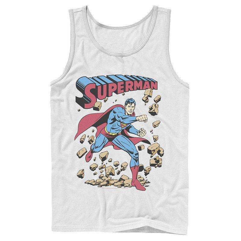 Men's DC Comics Superman Smash Rocks Vintage Poster Tank Top, Size: Large, Athletic Grey Product Image