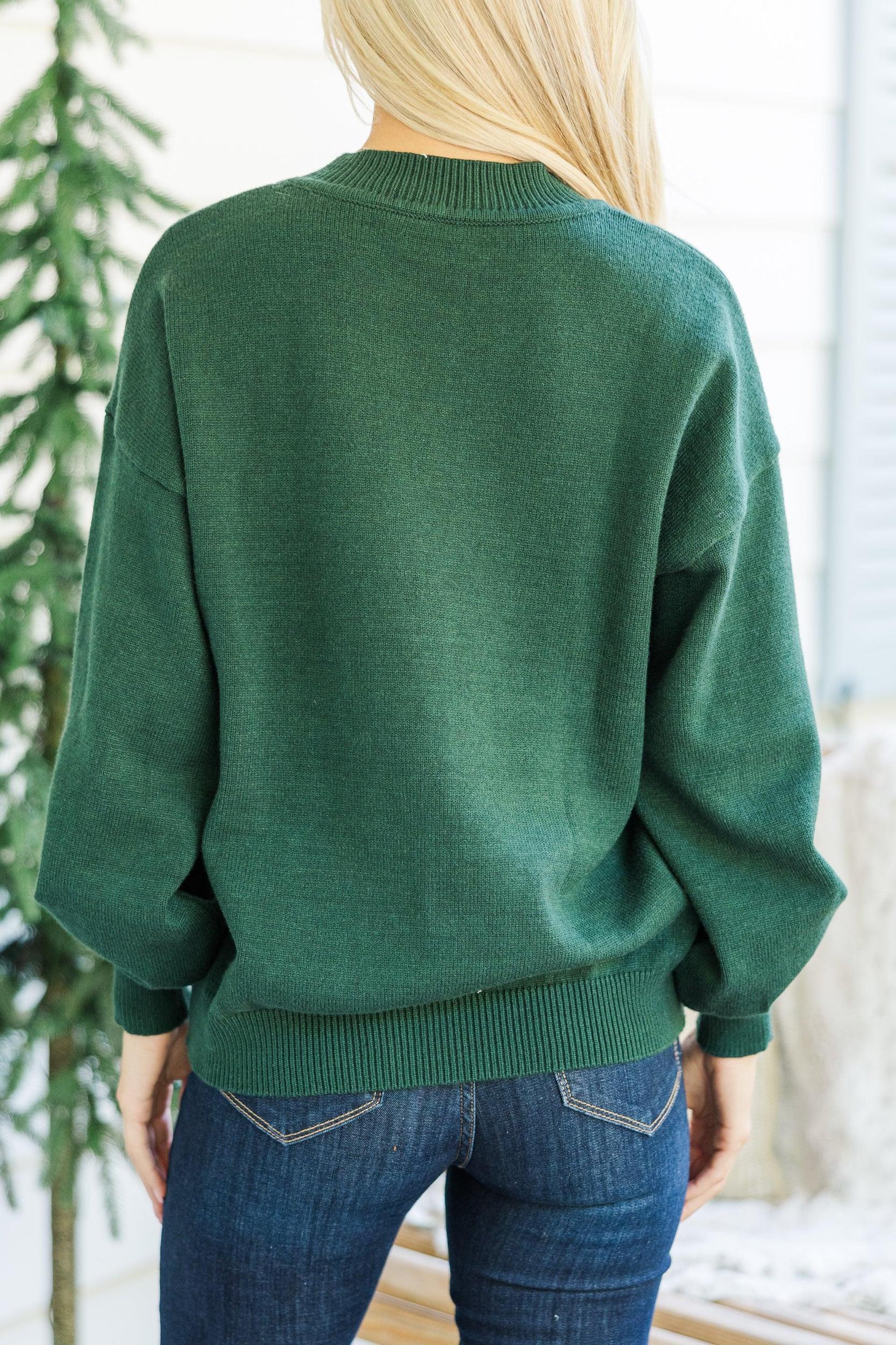 Nutcracker Fun Emerald Green Embroidered Sweater Female Product Image