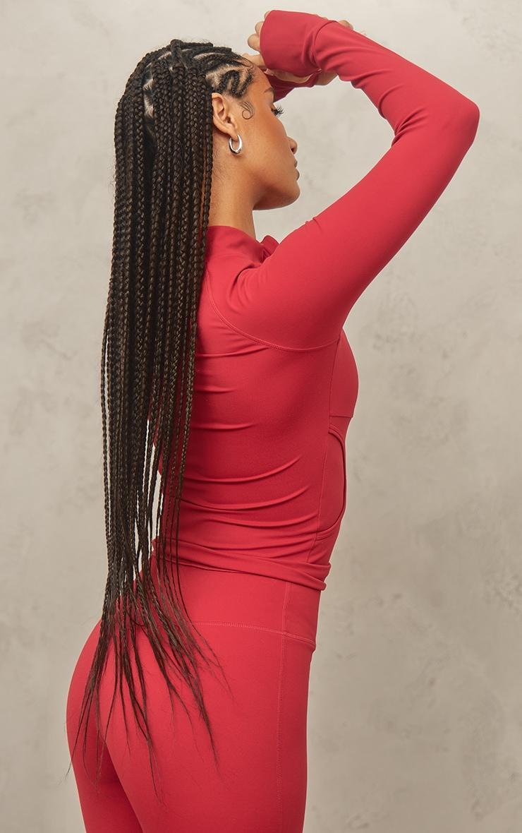 Red Sculpt Pocket Front Double Zip Up Jacket Product Image
