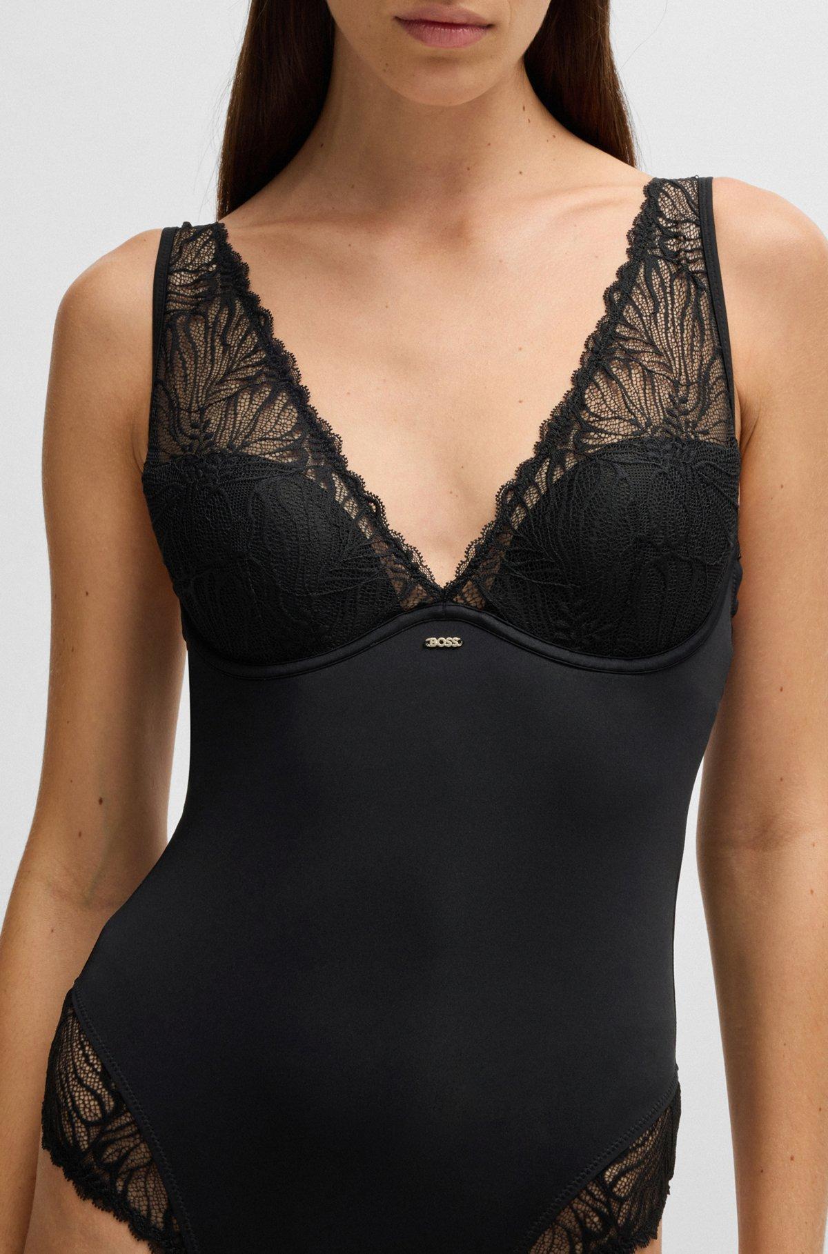 Lace-trim bodysuit with logo detail Product Image