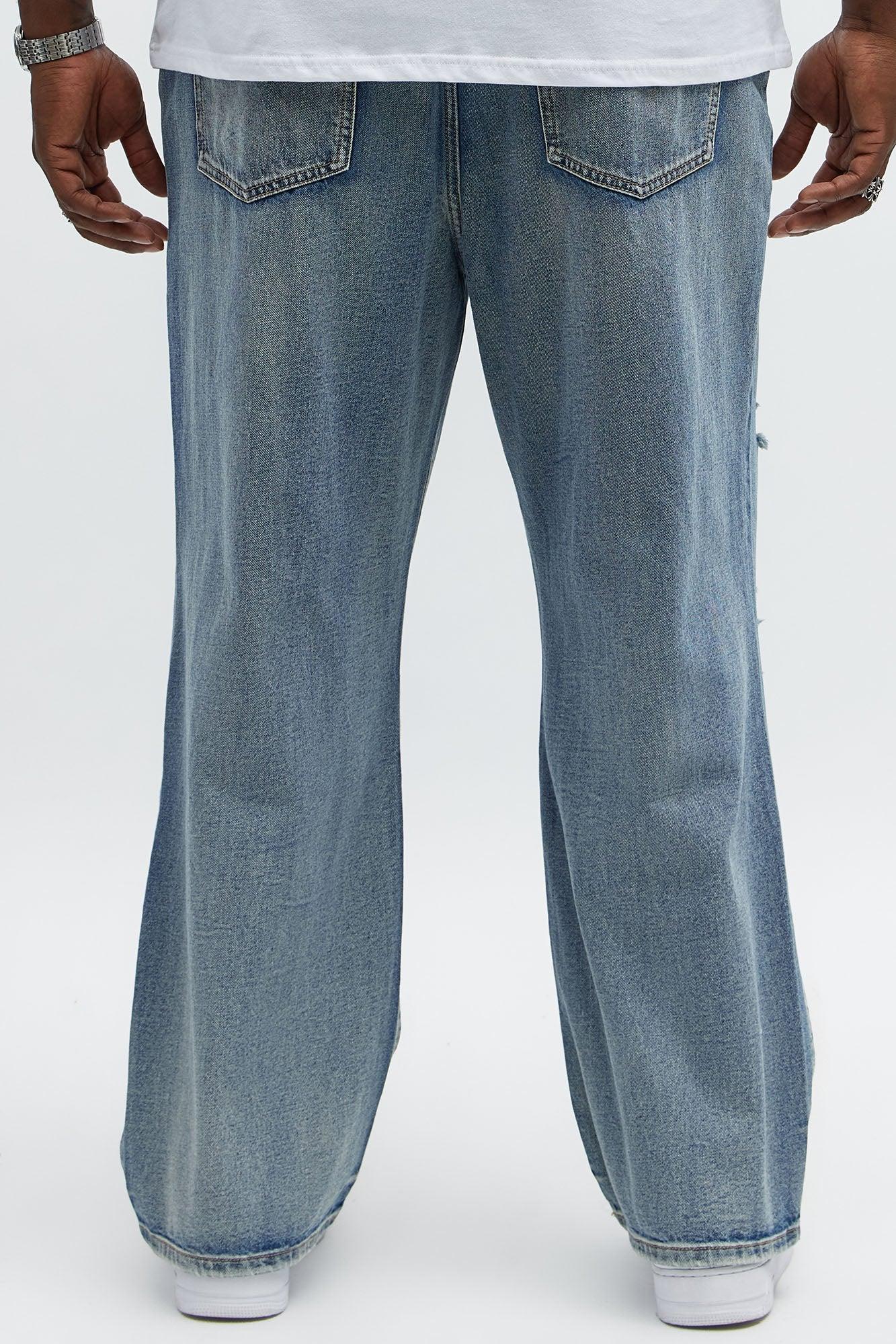 Baggy Wish You Could Distressed Jeans - Medium Blue Wash Product Image